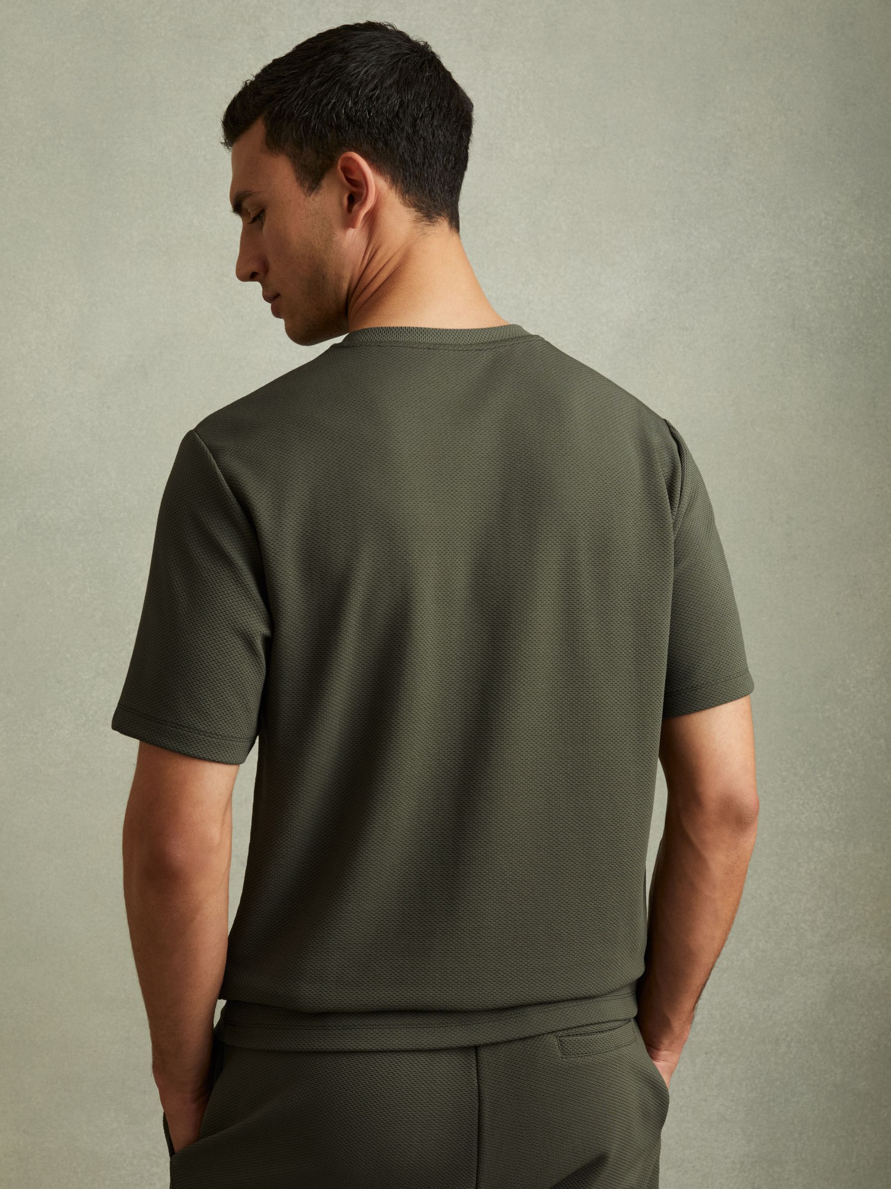 Textured Crew-Neck T-Shirt in Green Smoke - Image 5 of 6