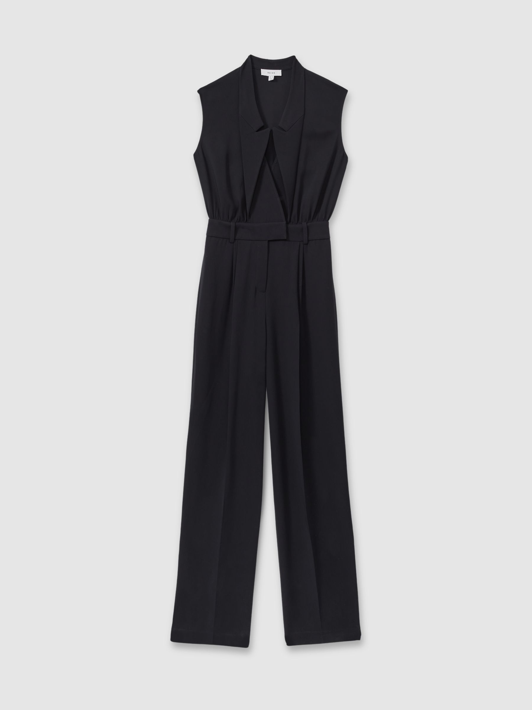 Sara Navy Tux Pleated Jumpsuit - Image 2 of 6