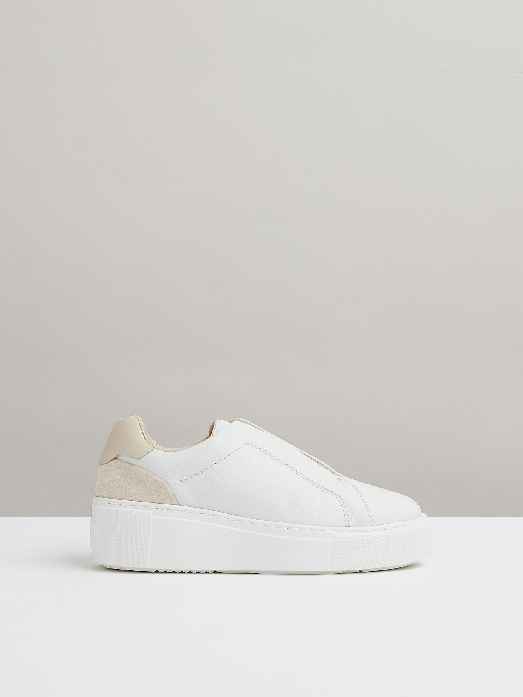 Leather Slip-On Trainers in White - Image 1 of 5