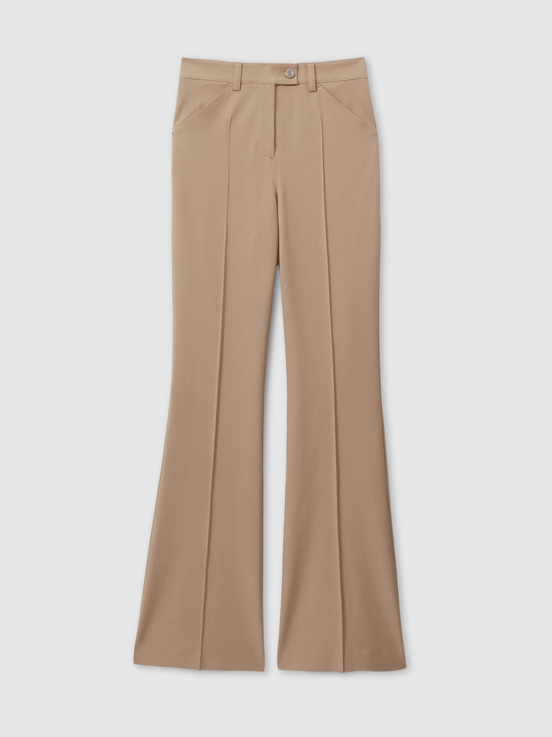 Petite High Rise Flared Trousers in Neutral - Image 2 of 7