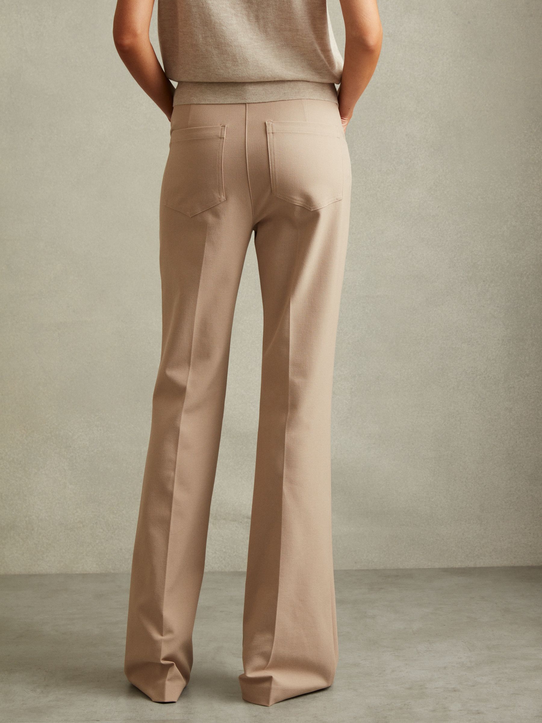 Petite High Rise Flared Trousers in Neutral - Image 4 of 7