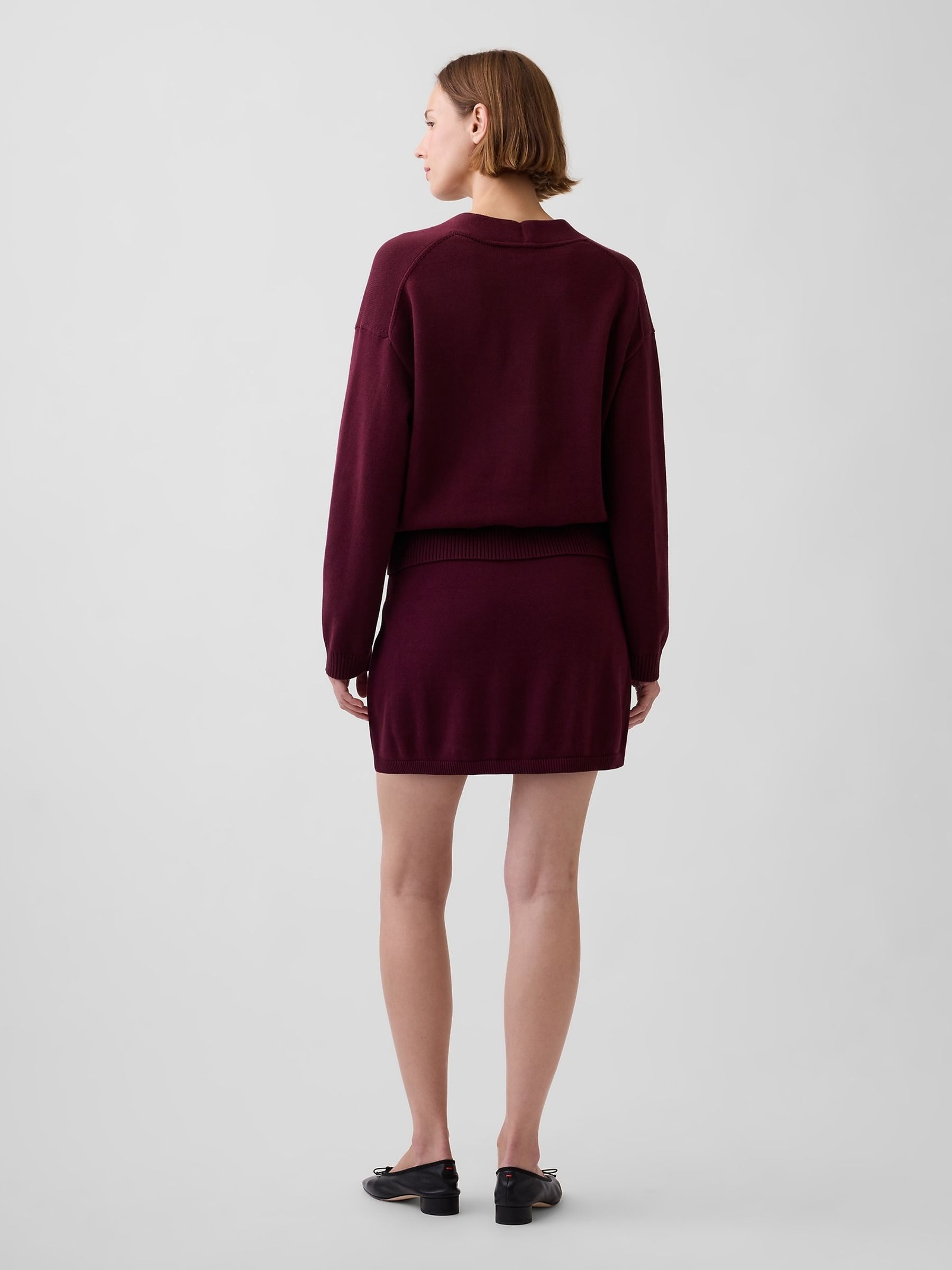 Burgundy Mini Knitted Skort - Image 2 of 6
