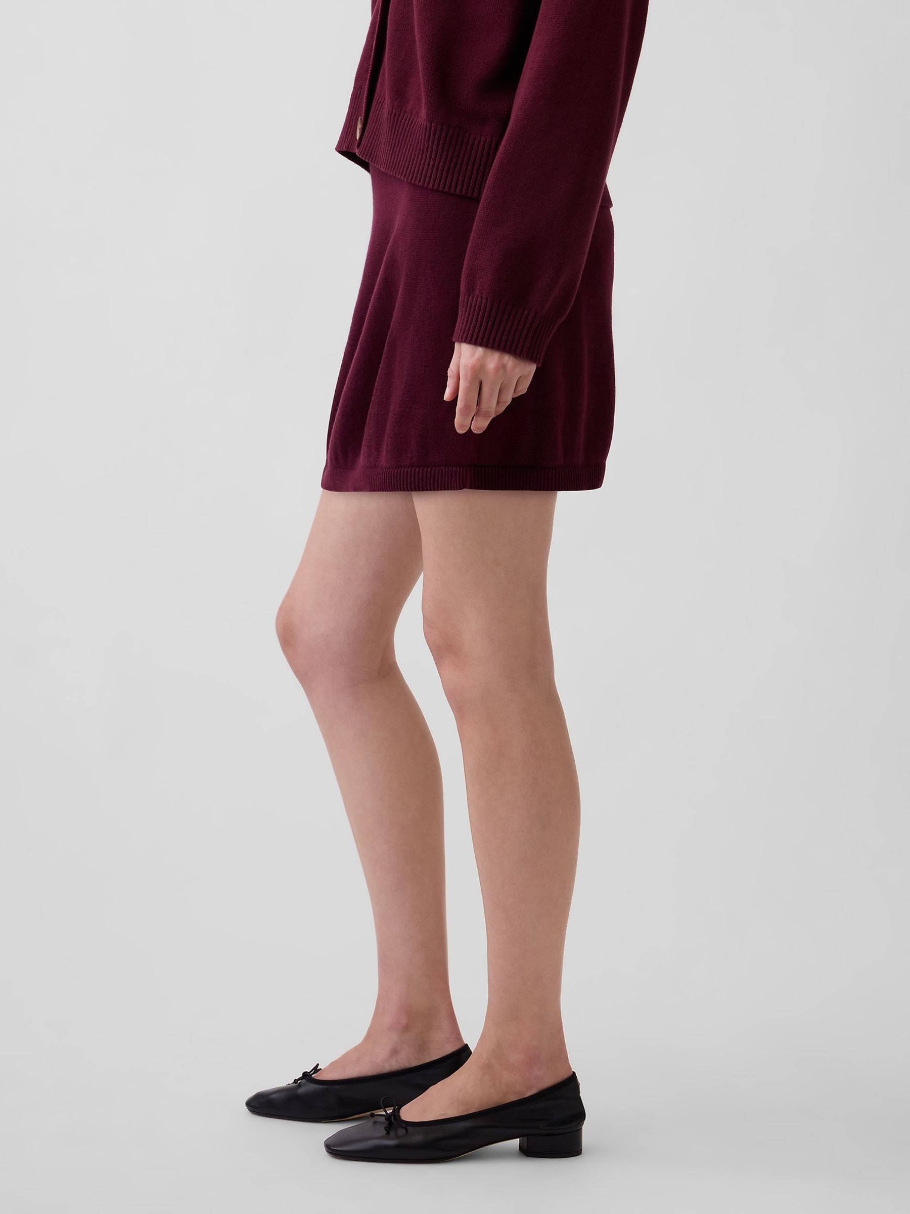 Burgundy Mini Knitted Skort - Image 3 of 6