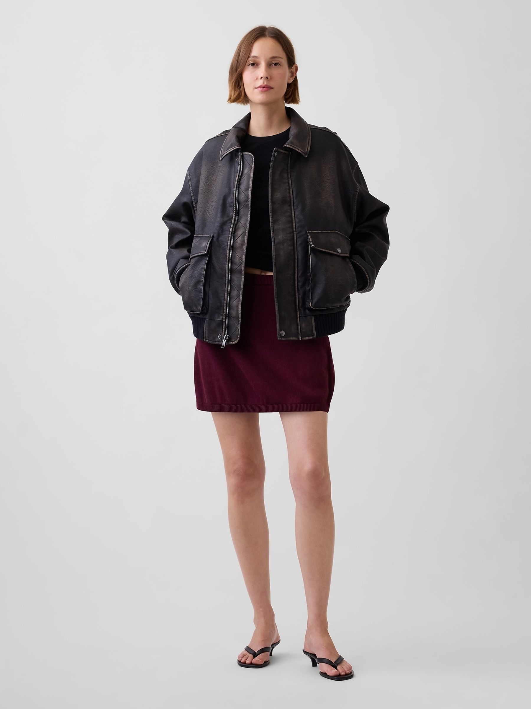 Burgundy Mini Knitted Skort - Image 4 of 6