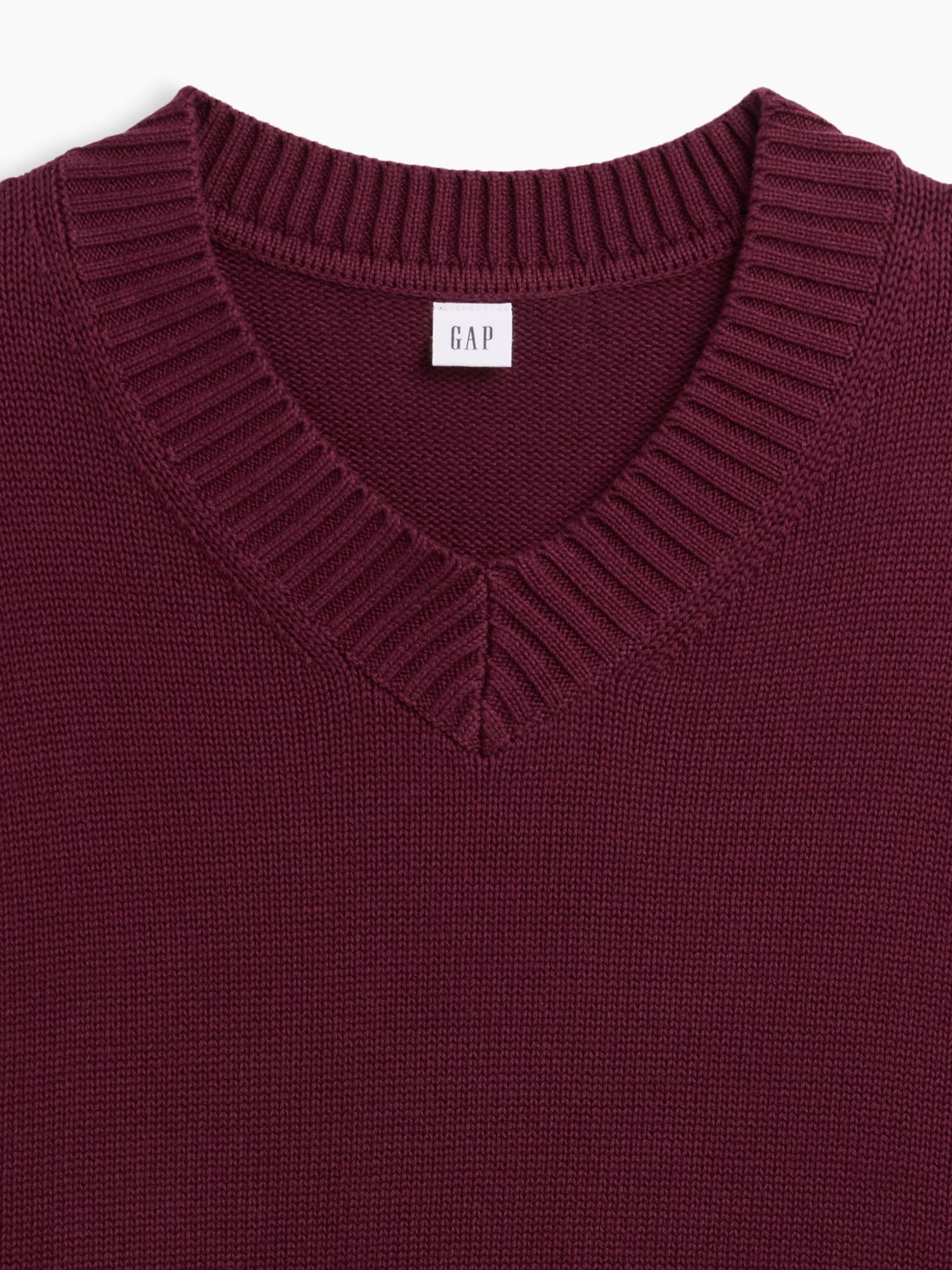 Burgundy Red Oversized V-Neck Jumper - Image 5 of 5