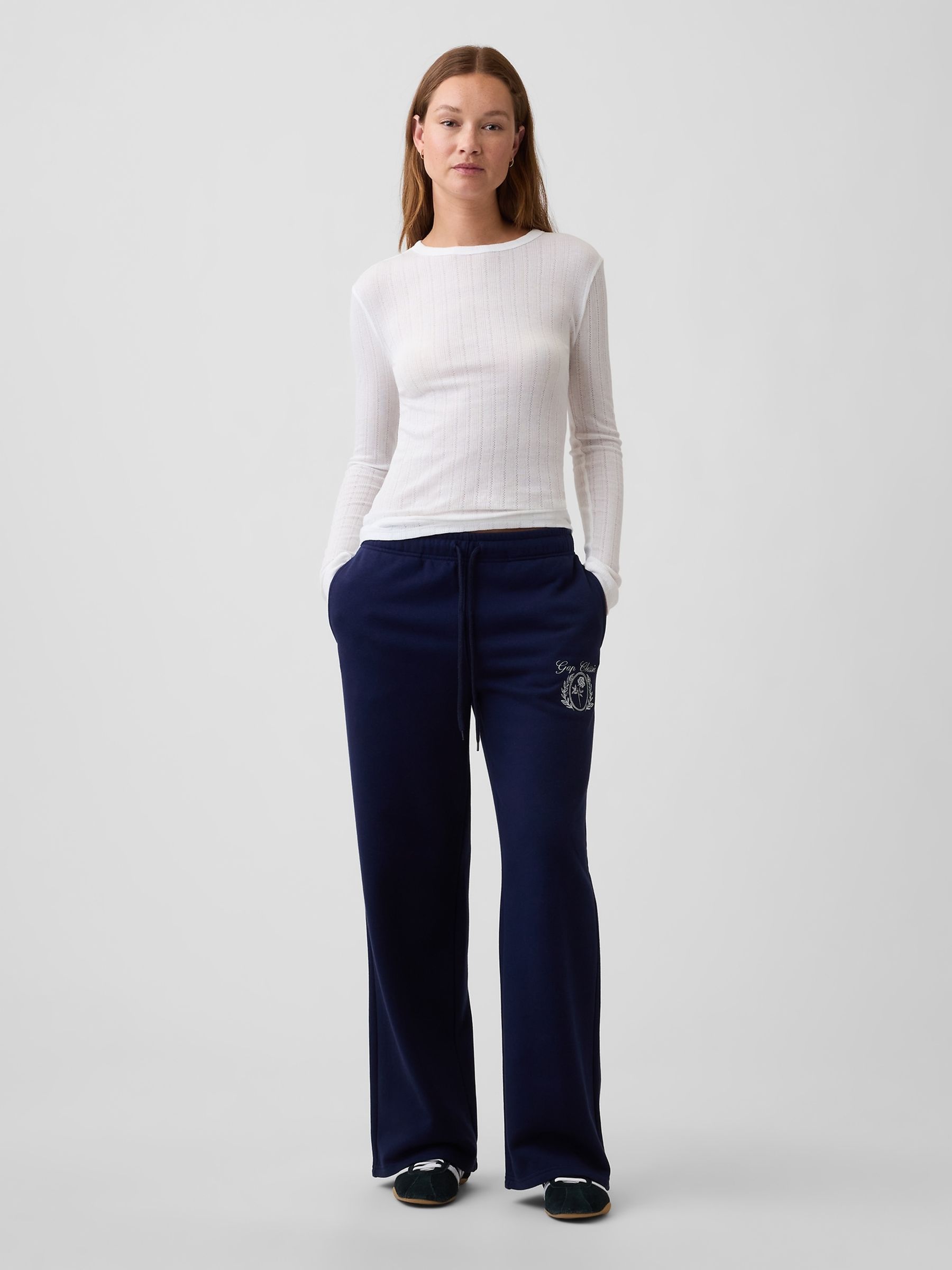 White Essential Ribbed Pointelle Long Sleeve T-Shirt - Image 3 of 5