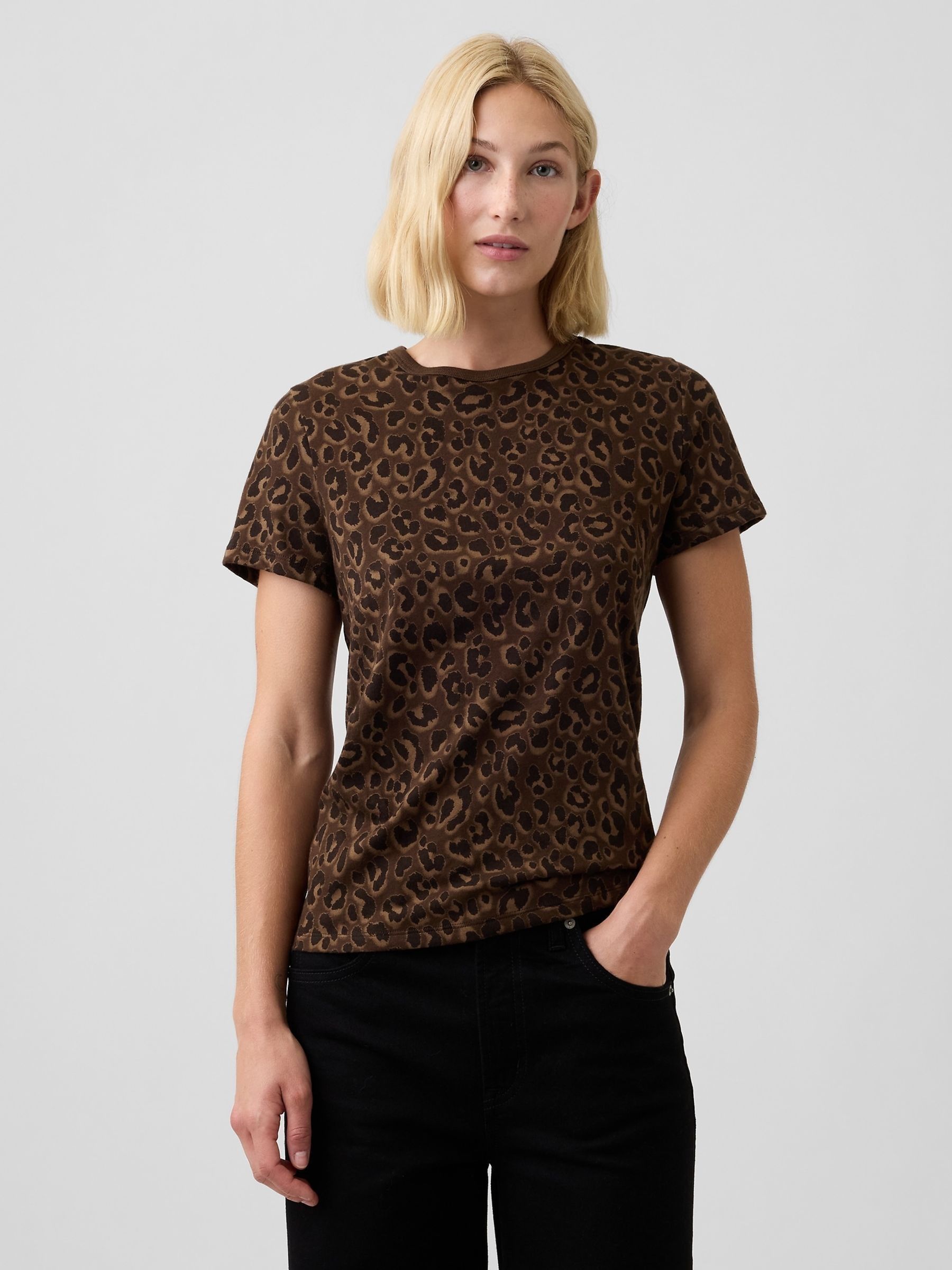 Leopard Print Favvourite Crew Neck T-Shirt - Image 1 of 5