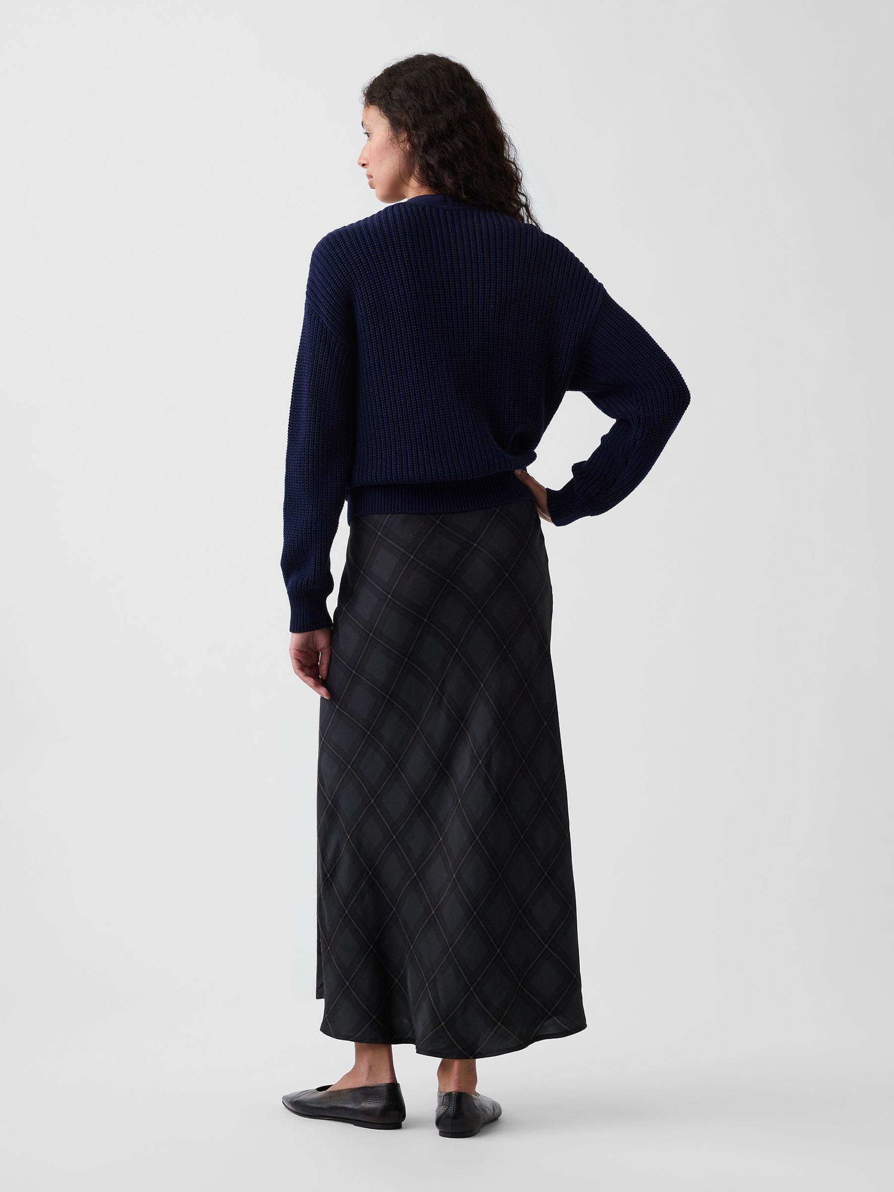 Blue Check Maxi Slip Skirt - Image 2 of 4