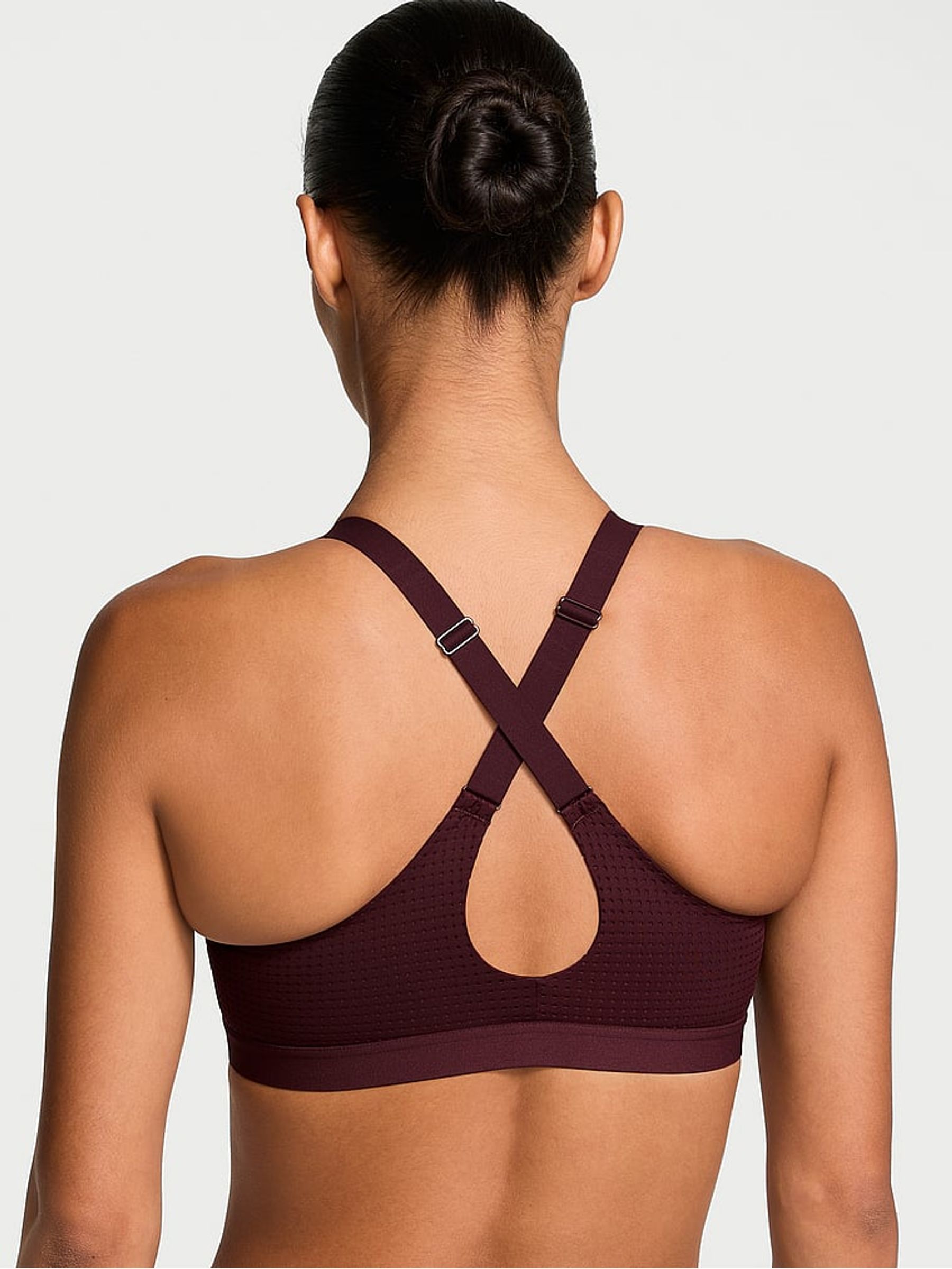 Burgundy Brown Lightweight Mesh Medium Support Sports Bra - Image 2 of 3