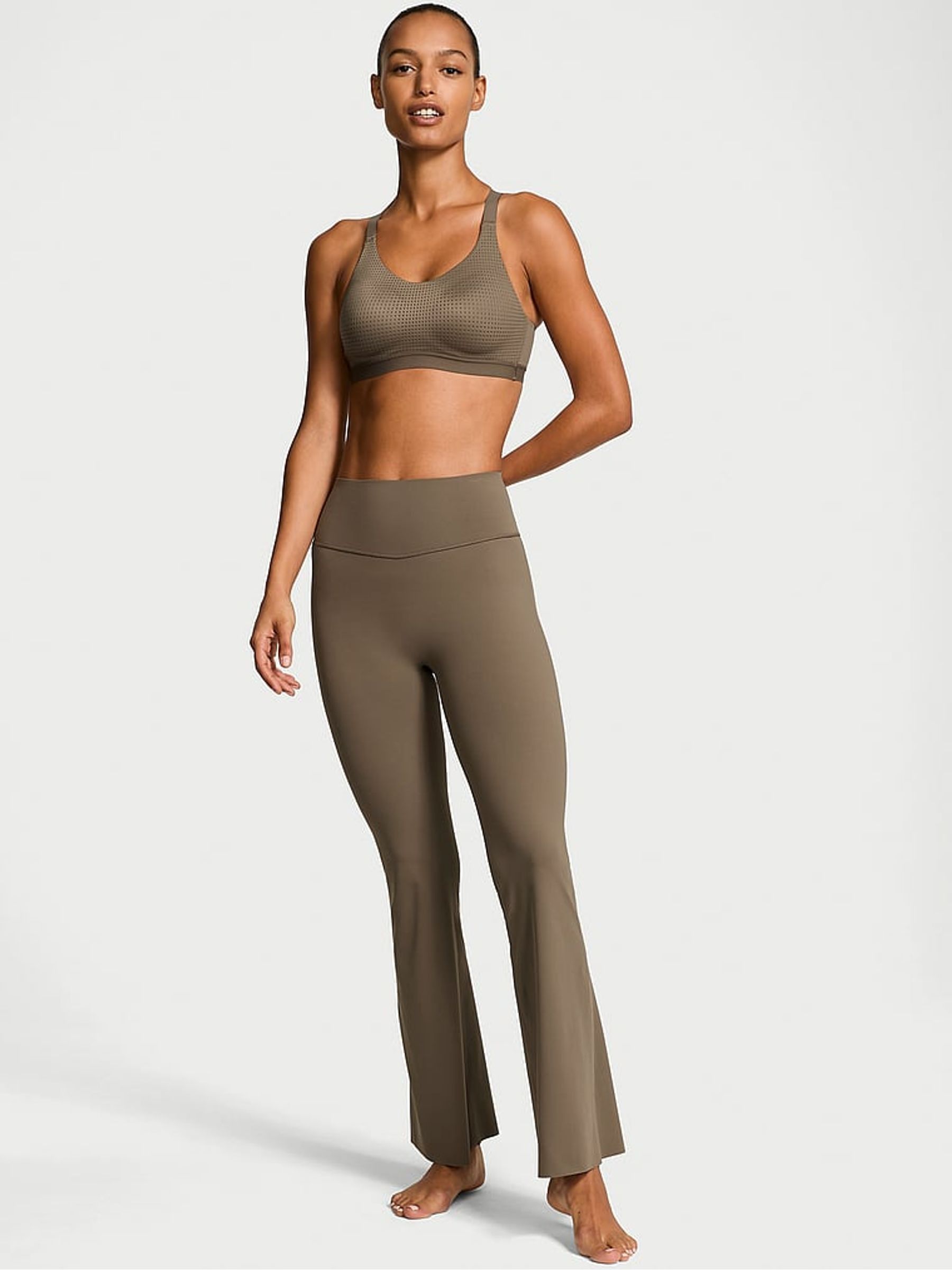 Olive Green Elevate™ Stretch Flare Leggings - Image 1 of 3