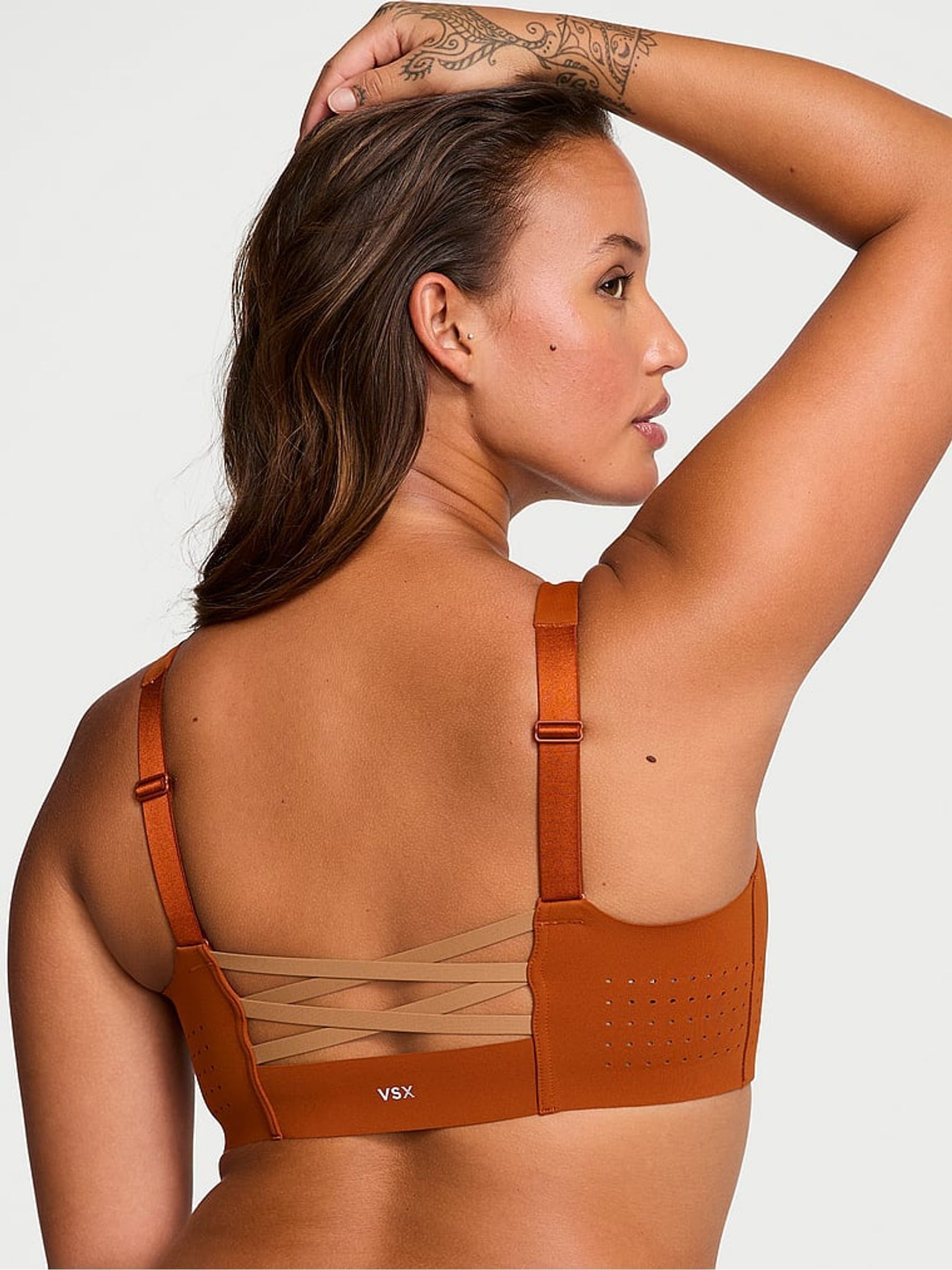 Etruscan Red Strappy Back Front Close Featherweight Max High Support Sports Bra - Image 1 of 4