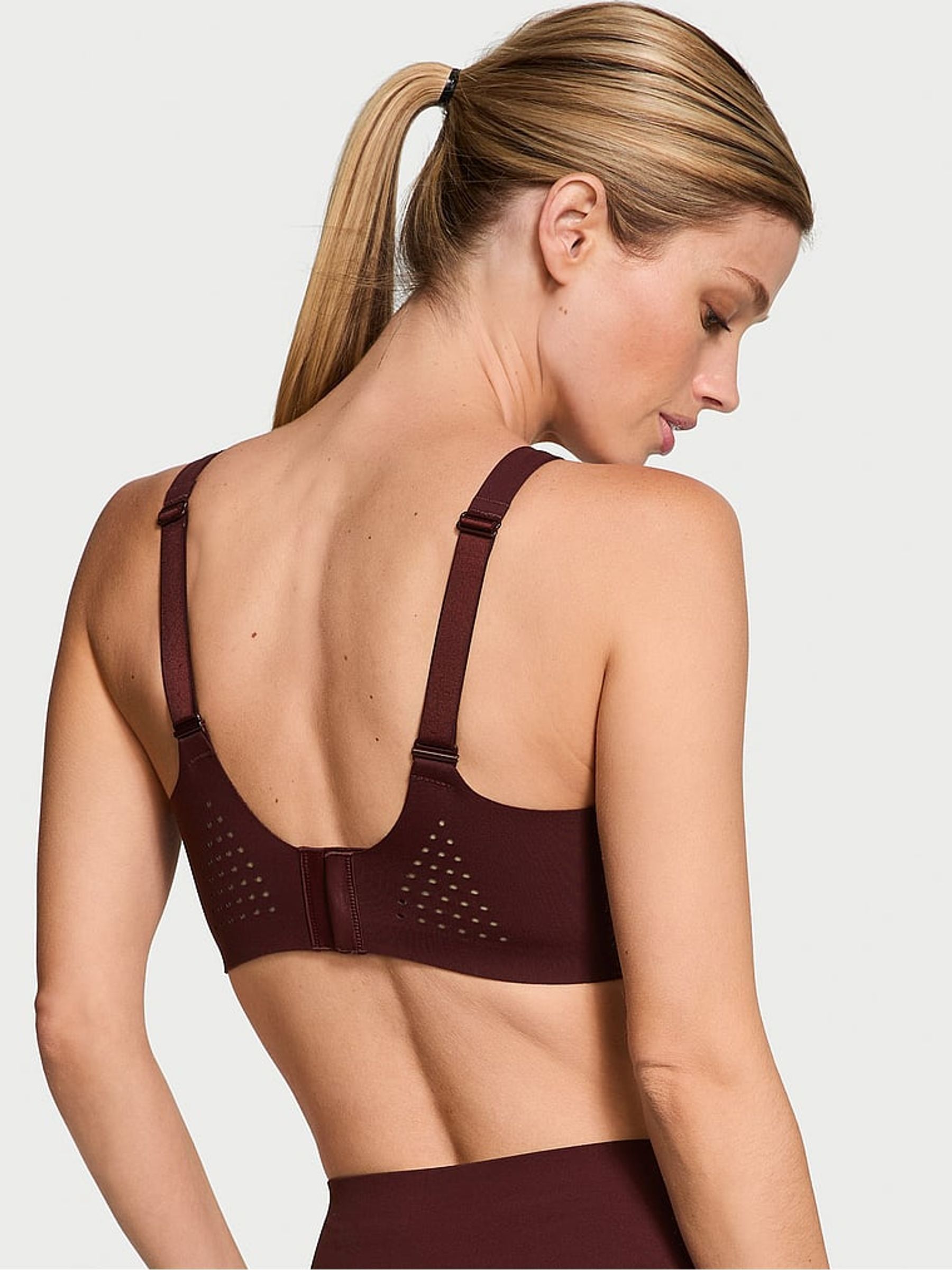 Burgundy Brown Back Close Featherweight Max High Support Sports Bra - Image 2 of 4