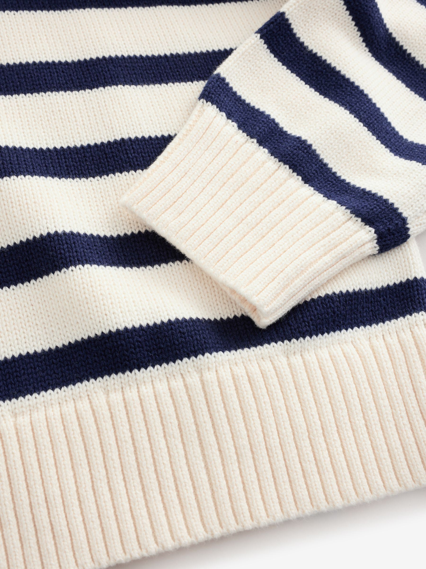 White/Navy Stripe Relaxed Crew Neck Jumper - Image 4 of 5