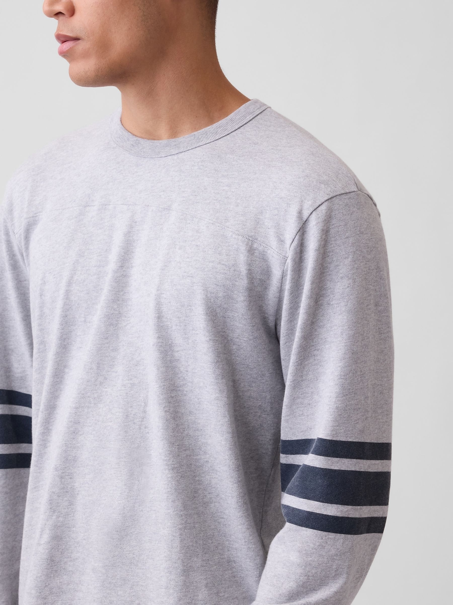 Grey Heavyweight Varsity Long Sleeve T-Shirt - Image 3 of 4