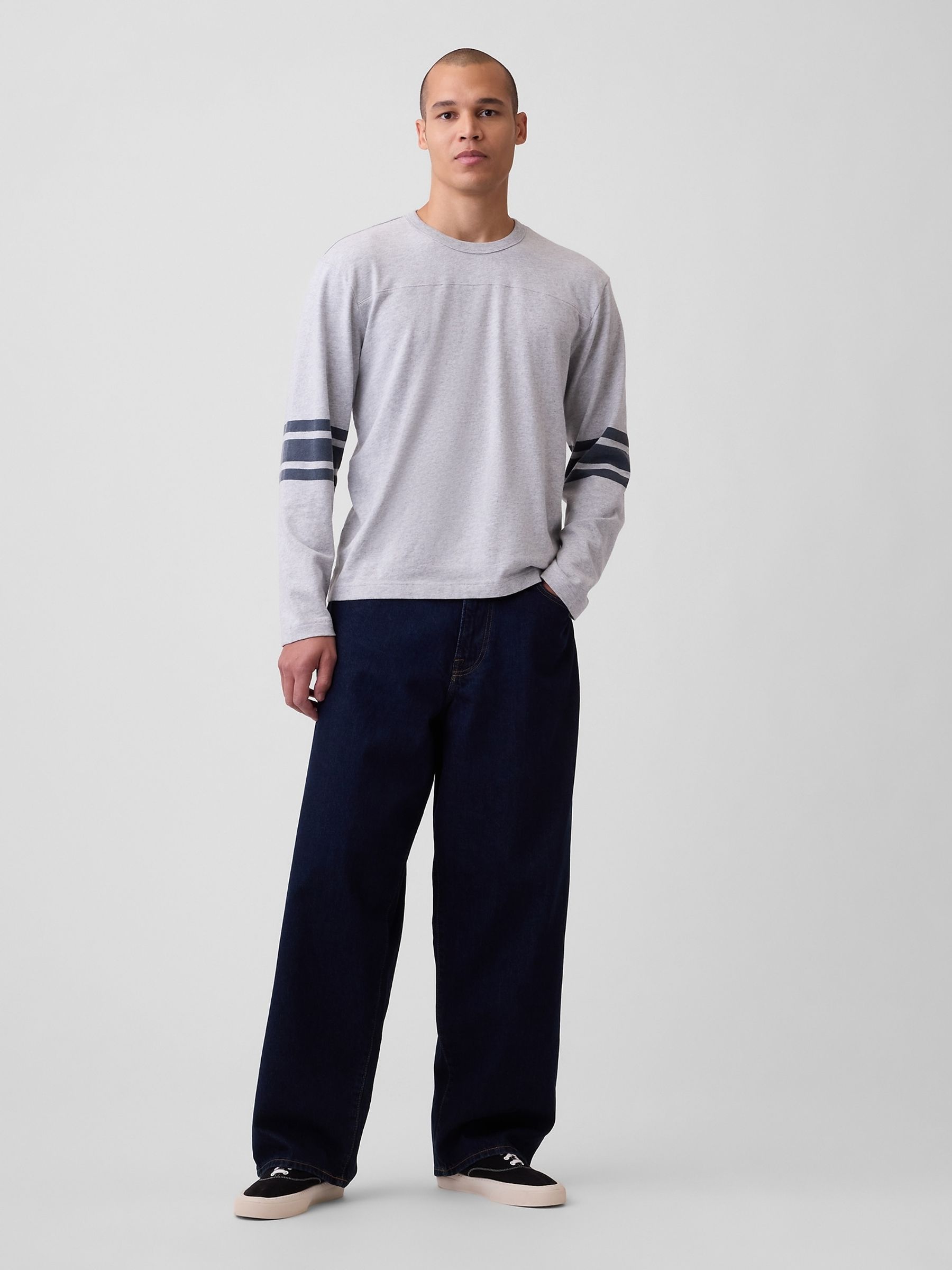 Grey Heavyweight Varsity Long Sleeve T-Shirt - Image 4 of 4