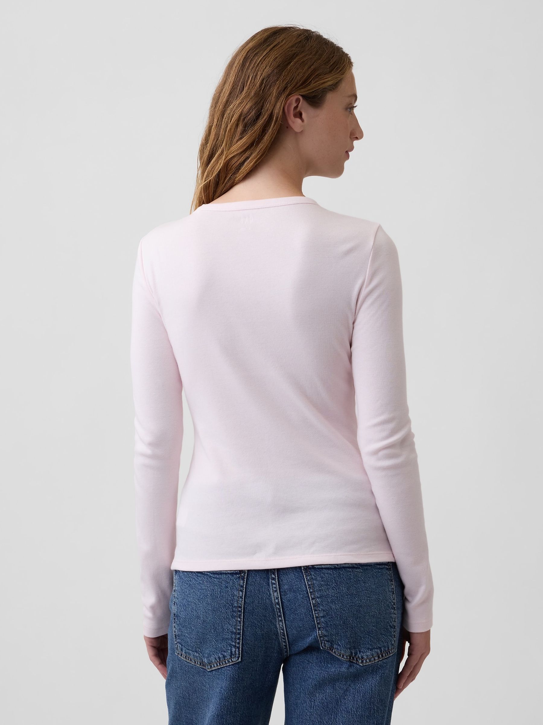 Light Pink Modern Ribbed Long Sleeve T-Shirt - Image 2 of 3