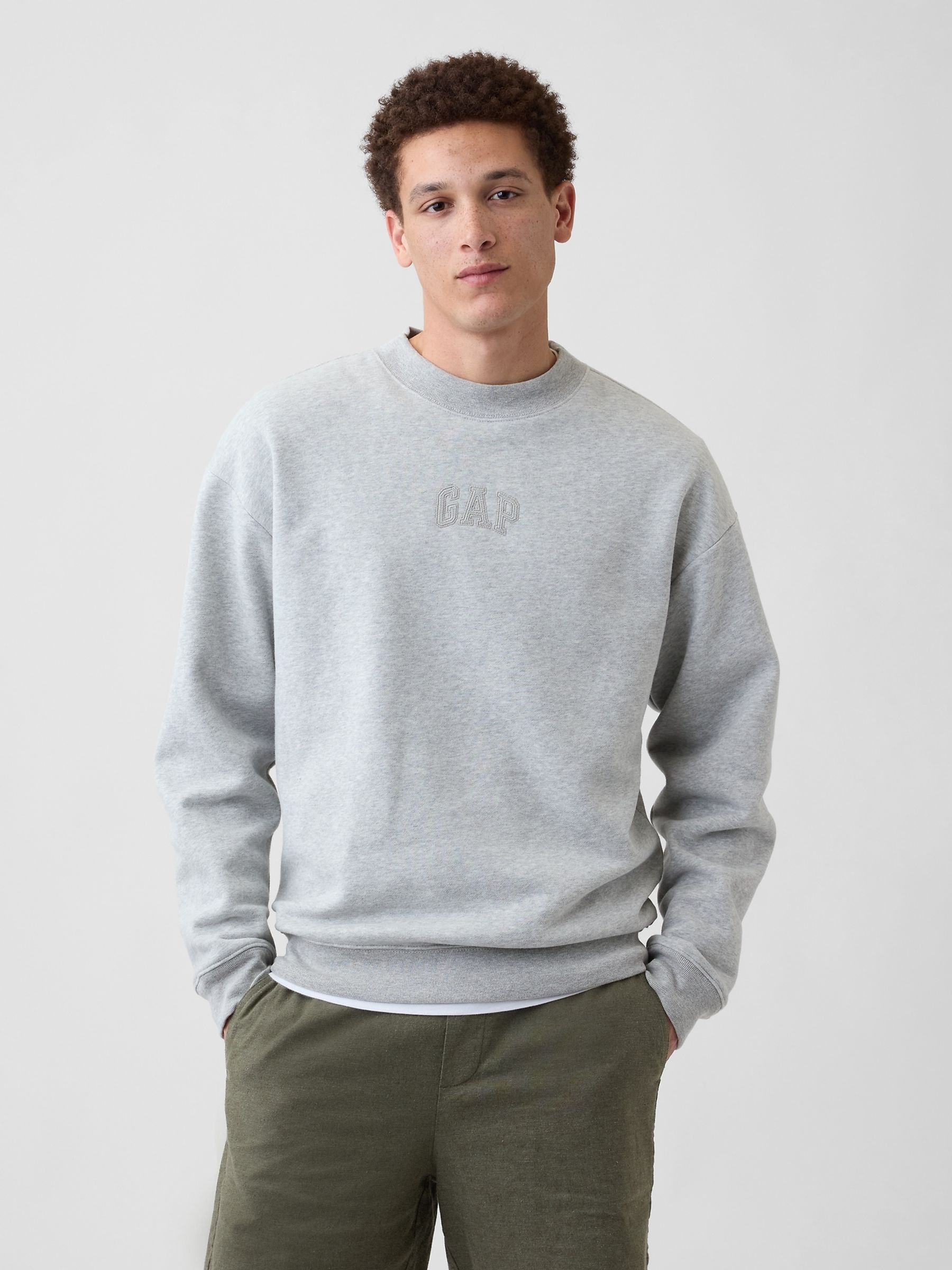 Grey Relaxed Mini-Logo Sweatshirt - Image 1 of 6 Grey Relaxed Mini-Logo Sweatshirt - Image 1 of 6