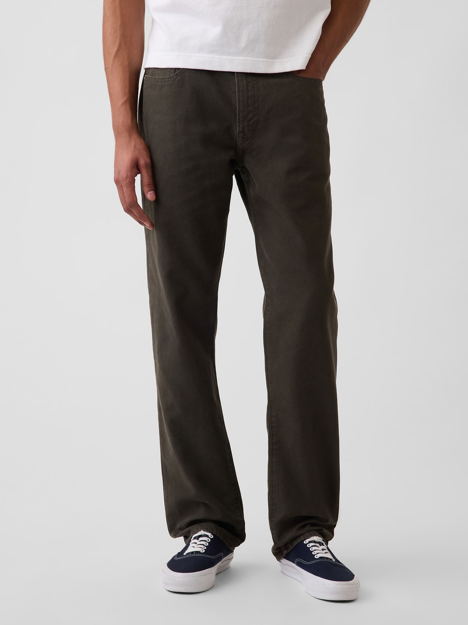 Green Canvas Relaxed Straight Jeans - Image 1 of 6 Green Canvas Relaxed Straight Jeans - Image 1 of 6