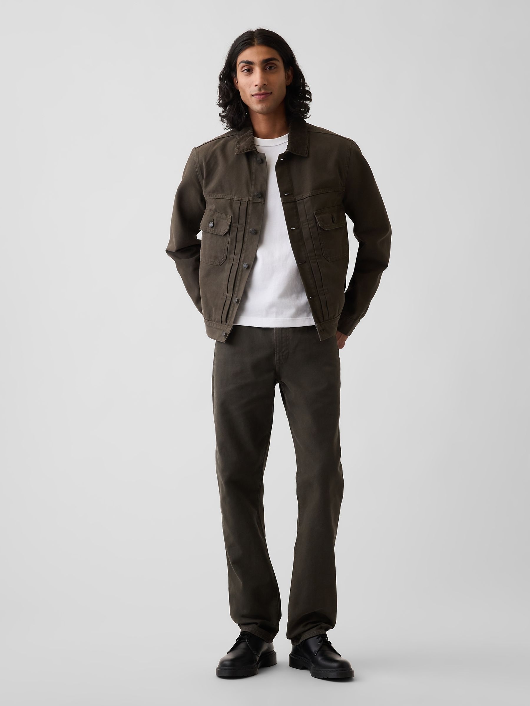 Green Canvas Relaxed Straight Jeans - Image 3 of 6