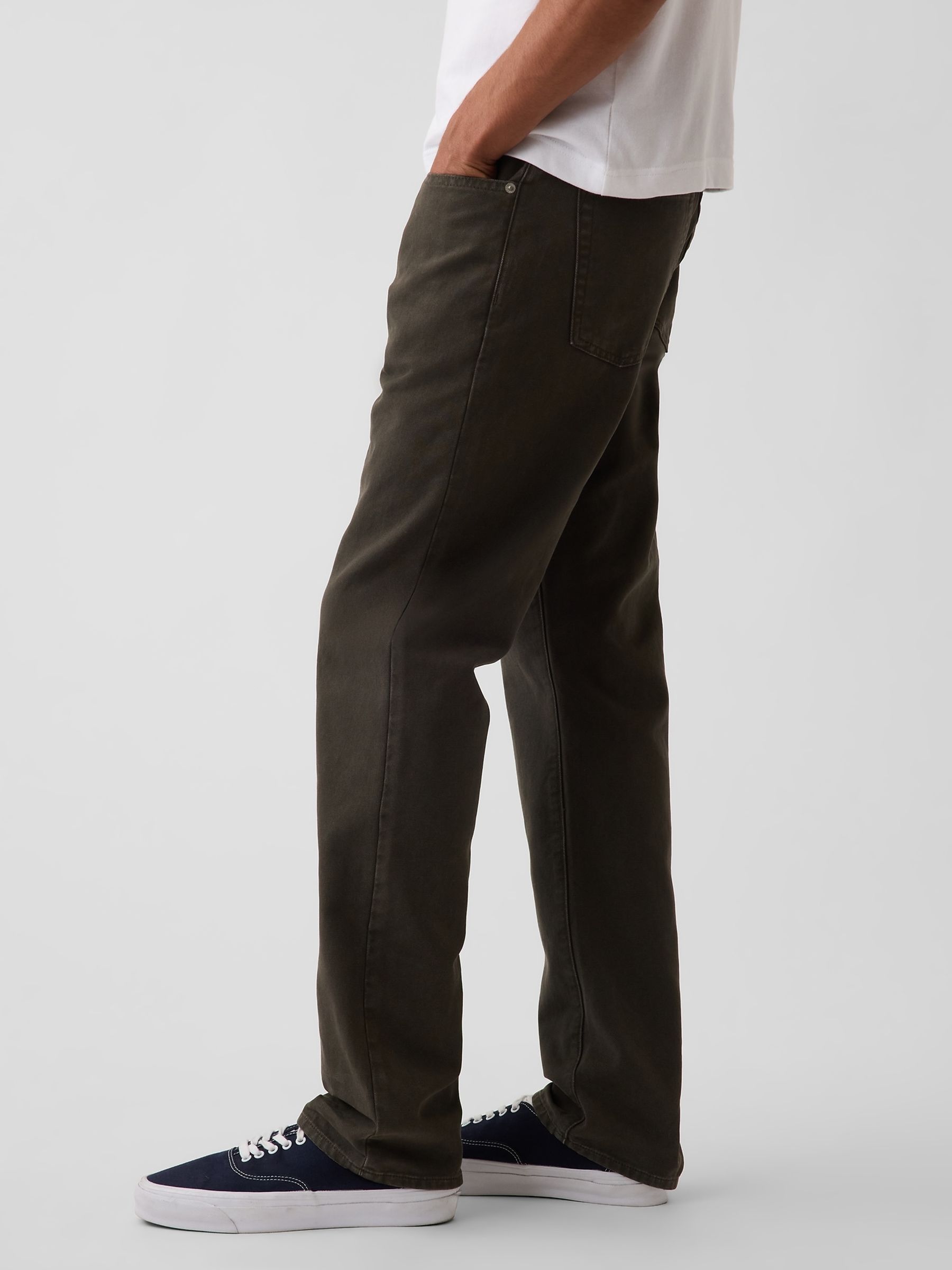 Green Canvas Relaxed Straight Jeans - Image 4 of 6