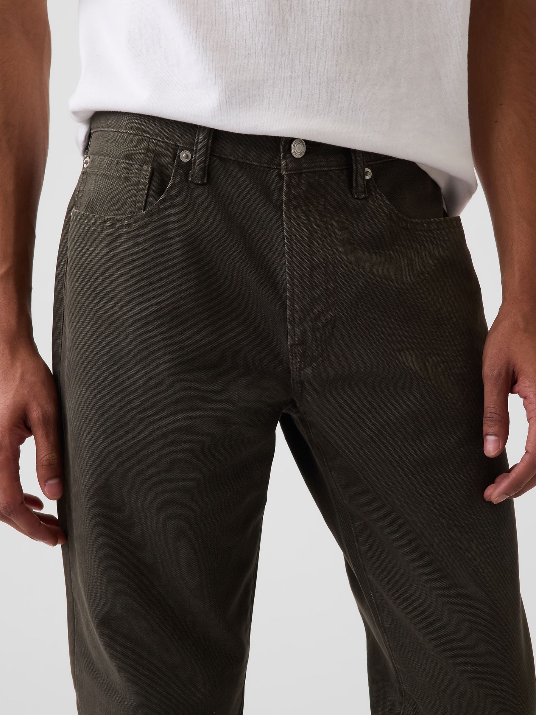 Green Canvas Relaxed Straight Jeans - Image 5 of 6