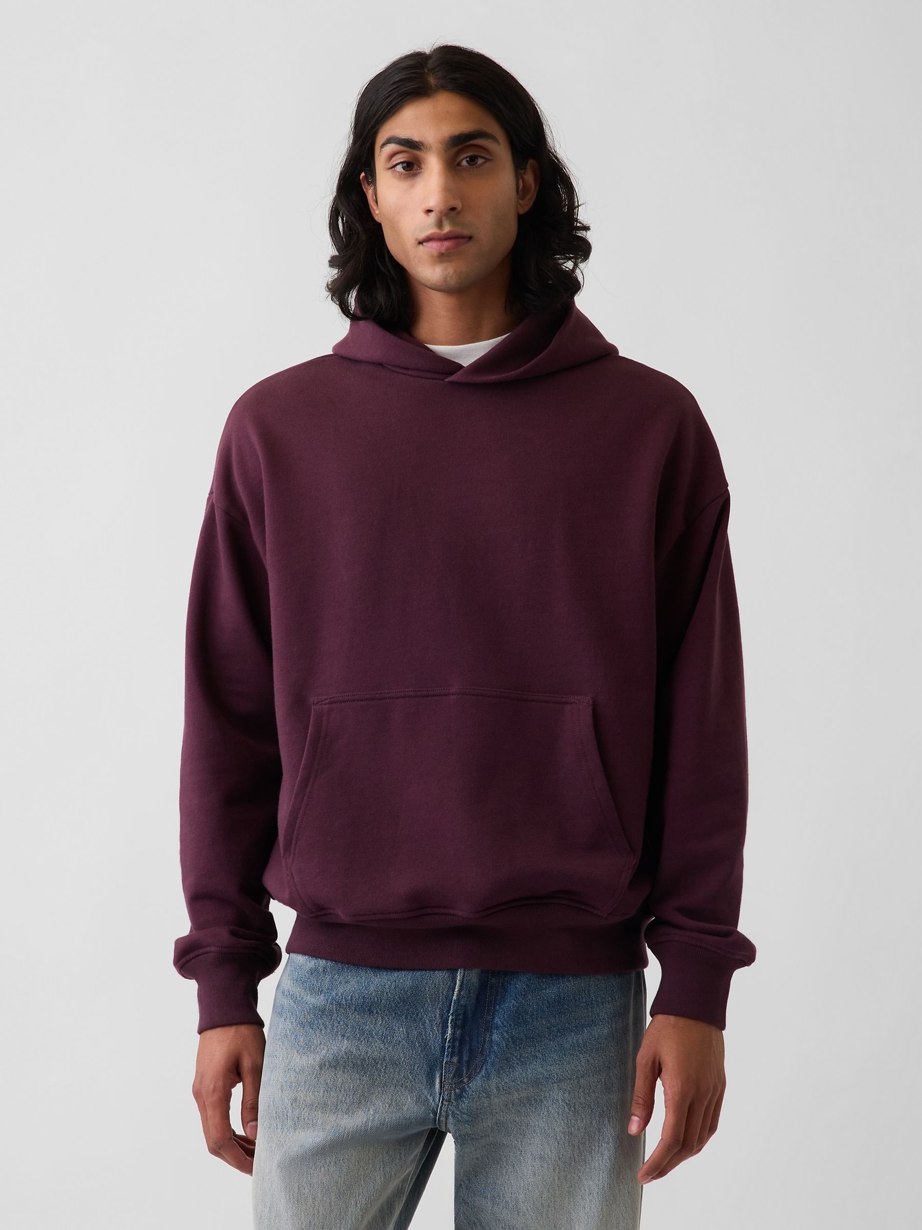 Burgundy Heavyweight Oversized Hoodie - Image 1 of 4