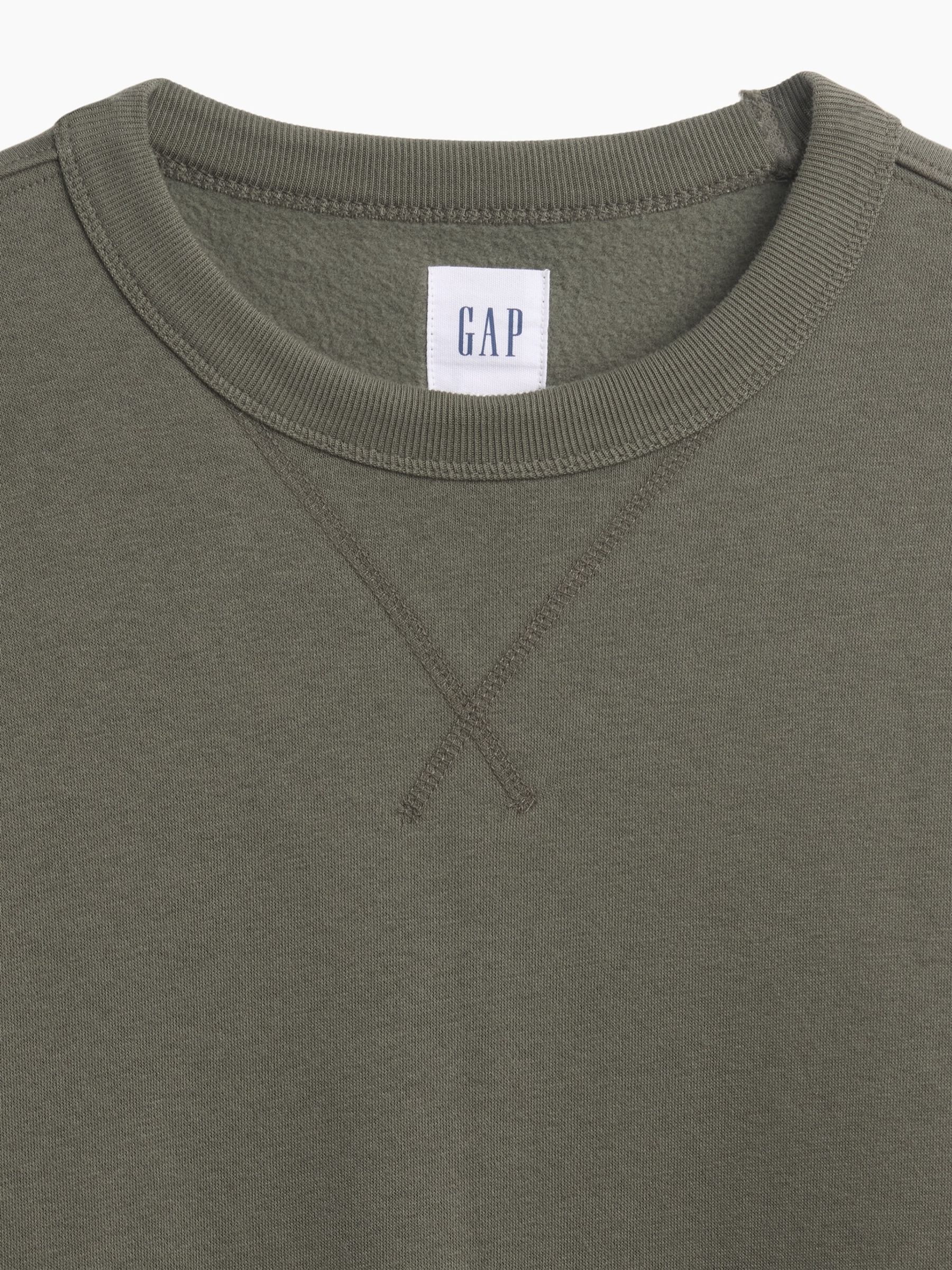 Green Boxy Washed-Fleece Crew Neck Sweatshirt - Image 3 of 3