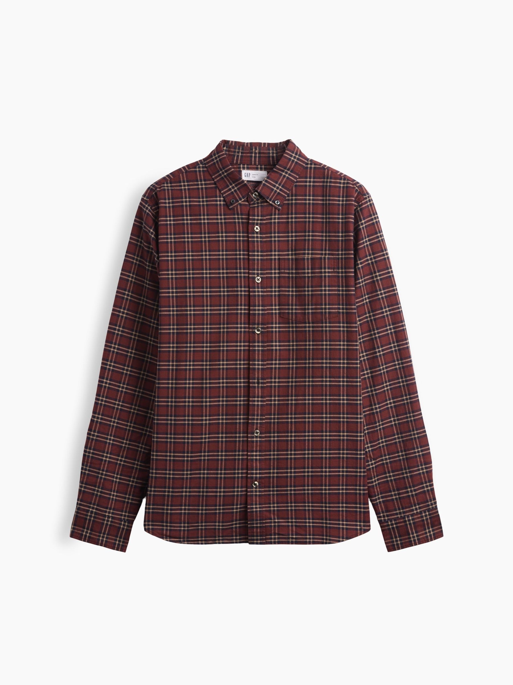 Burgundy Check Oxford Shirt in Standard Fit - Image 5 of 5