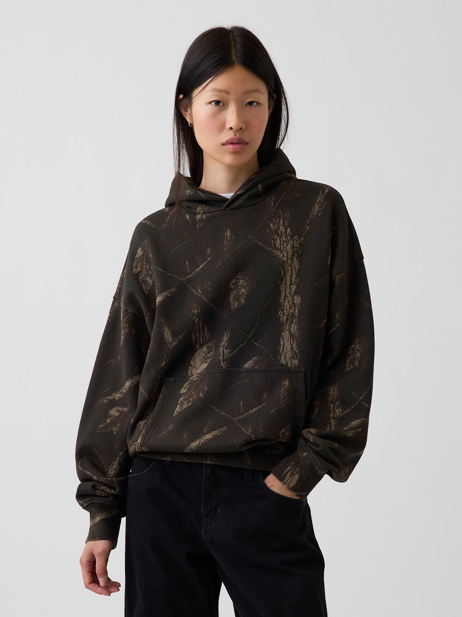 Brown Camo Heavyweight Oversized Hoodie - Image 1 of 5
