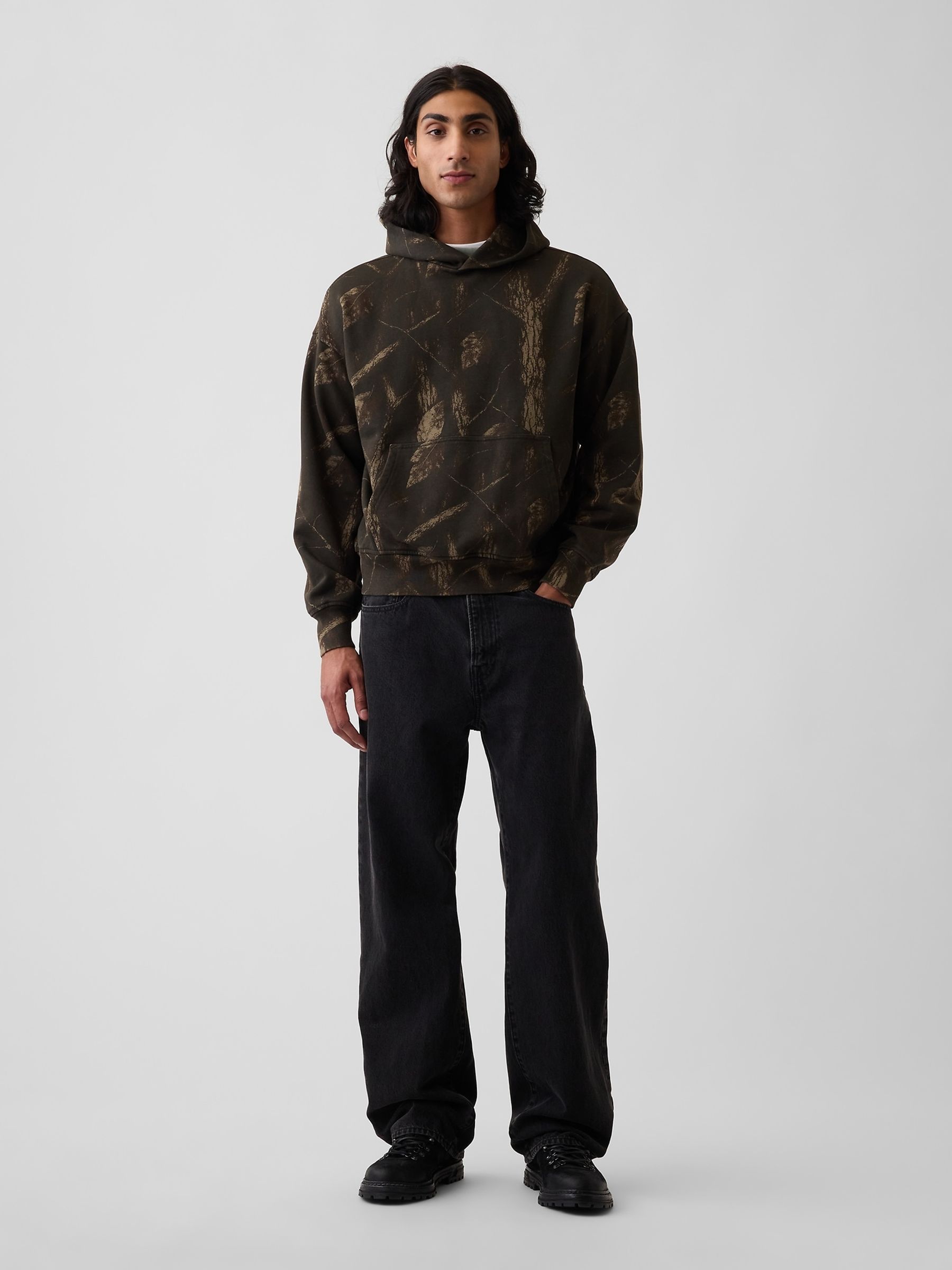 Brown Camo Heavyweight Oversized Hoodie - Image 4 of 5