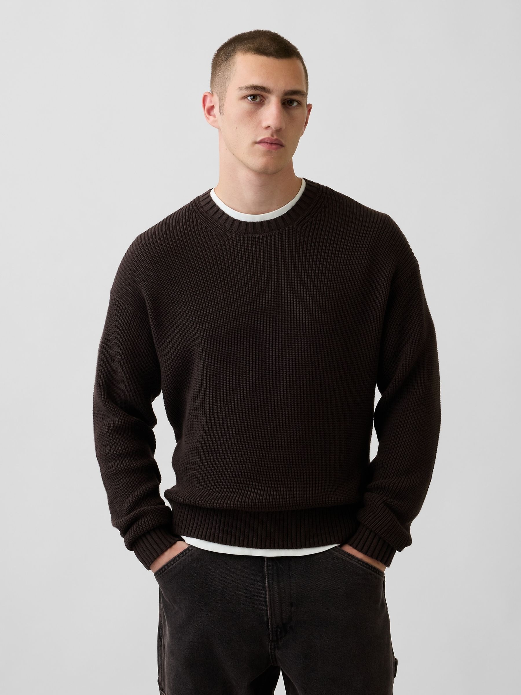 Dark Brown Relaxed Shaker Jumper - Image 1 of 3
