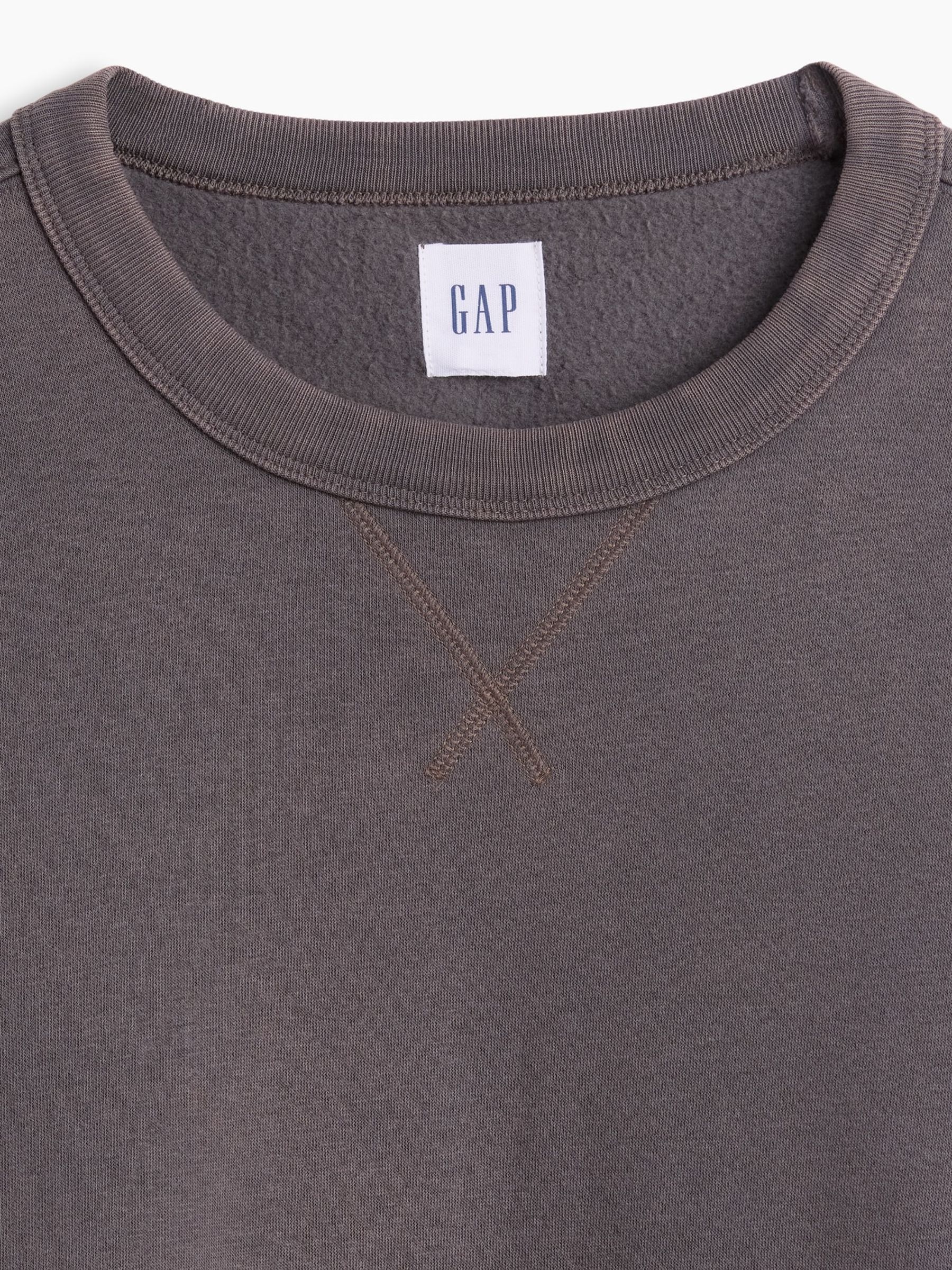 Charcoal Boxy Washed-Fleece Crew Neck Sweatshirt - Image 4 of 4 Charcoal Boxy Washed-Fleece Crew Neck Sweatshirt - Image 4 of 4