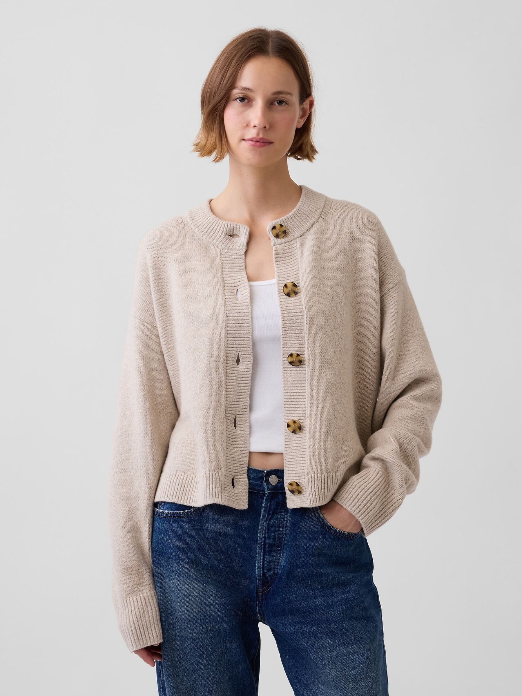 Beige CashSoft Oversized Chunky Cardigan - Image 1 of 4