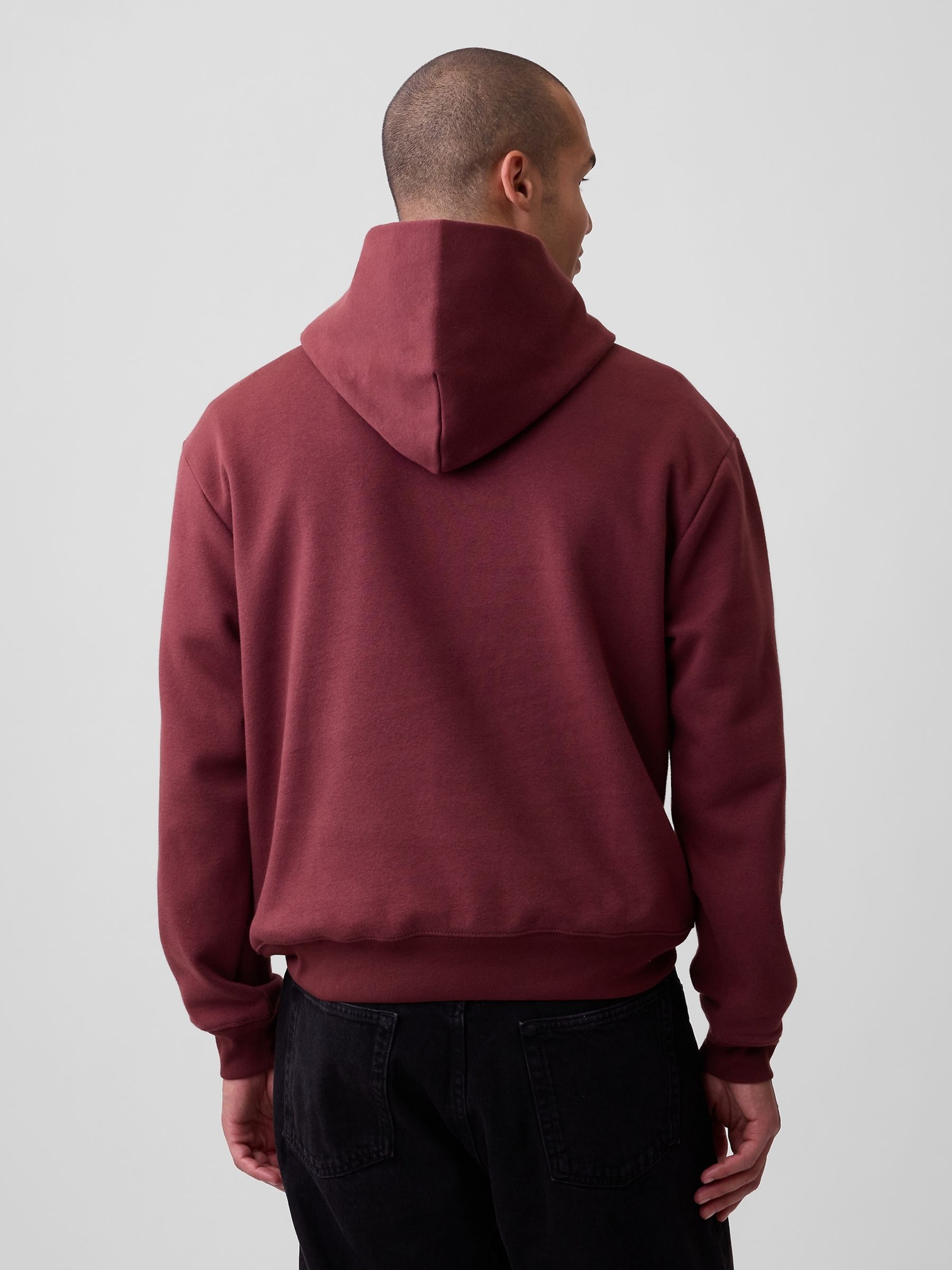 Burgundy Red Vintage Soft Oversized Mini-Logo Hoodie - Image 2 of 4