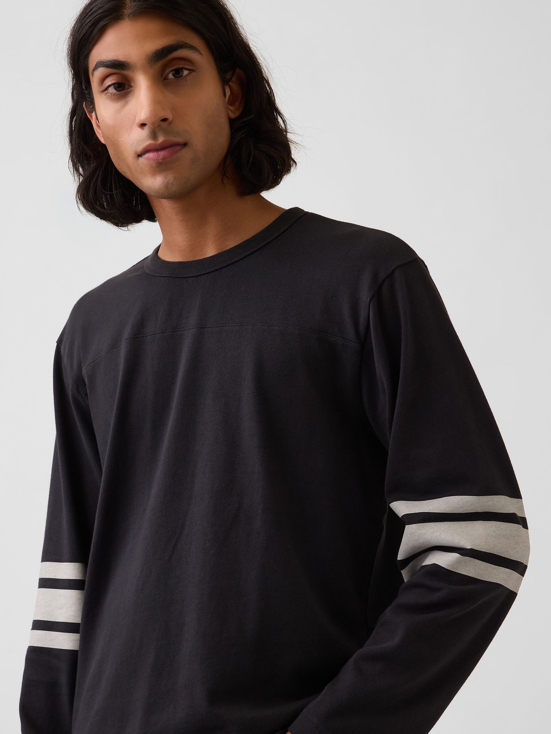 Black Heavyweight Varsity Long Sleeve T-Shirt - Image 5 of 5 Black Heavyweight Varsity Long Sleeve T-Shirt - Image 5 of 5