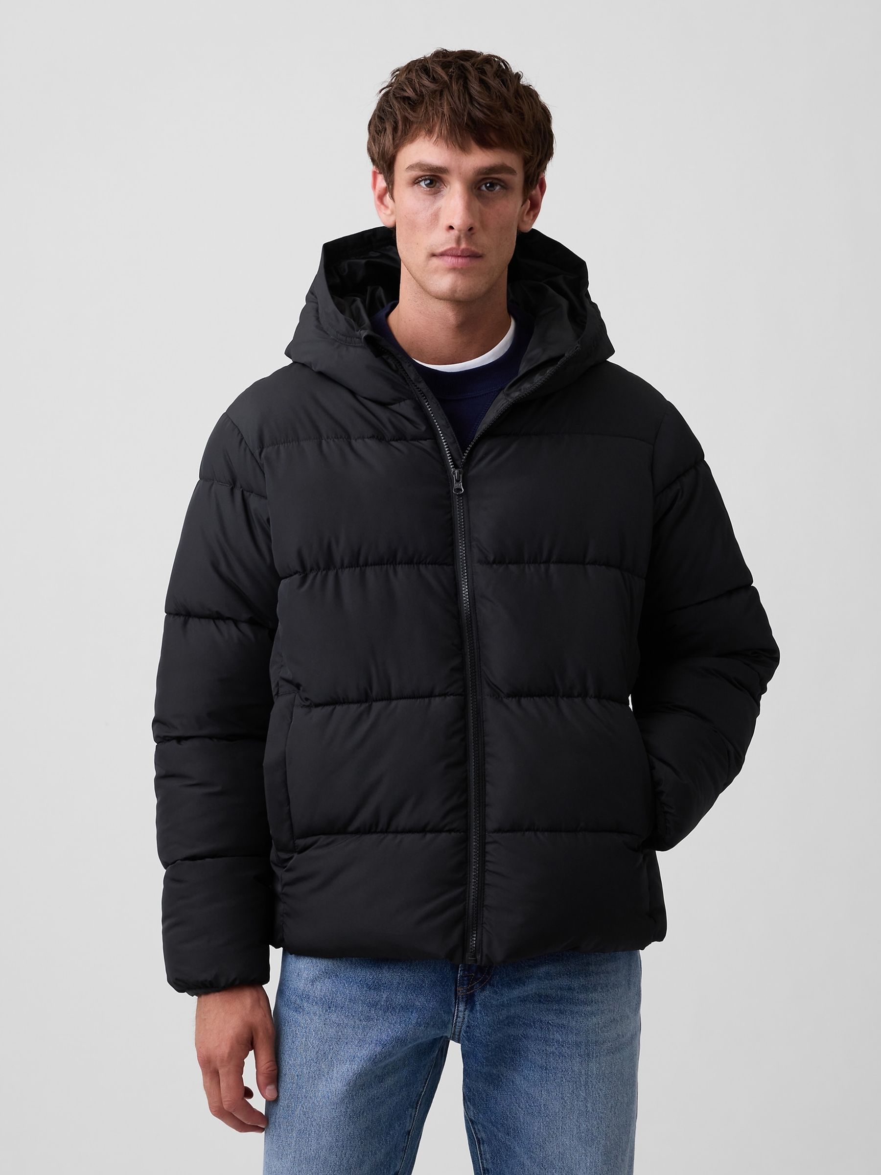 Black Relaxed Puffer Jacket - Image 1 of 4