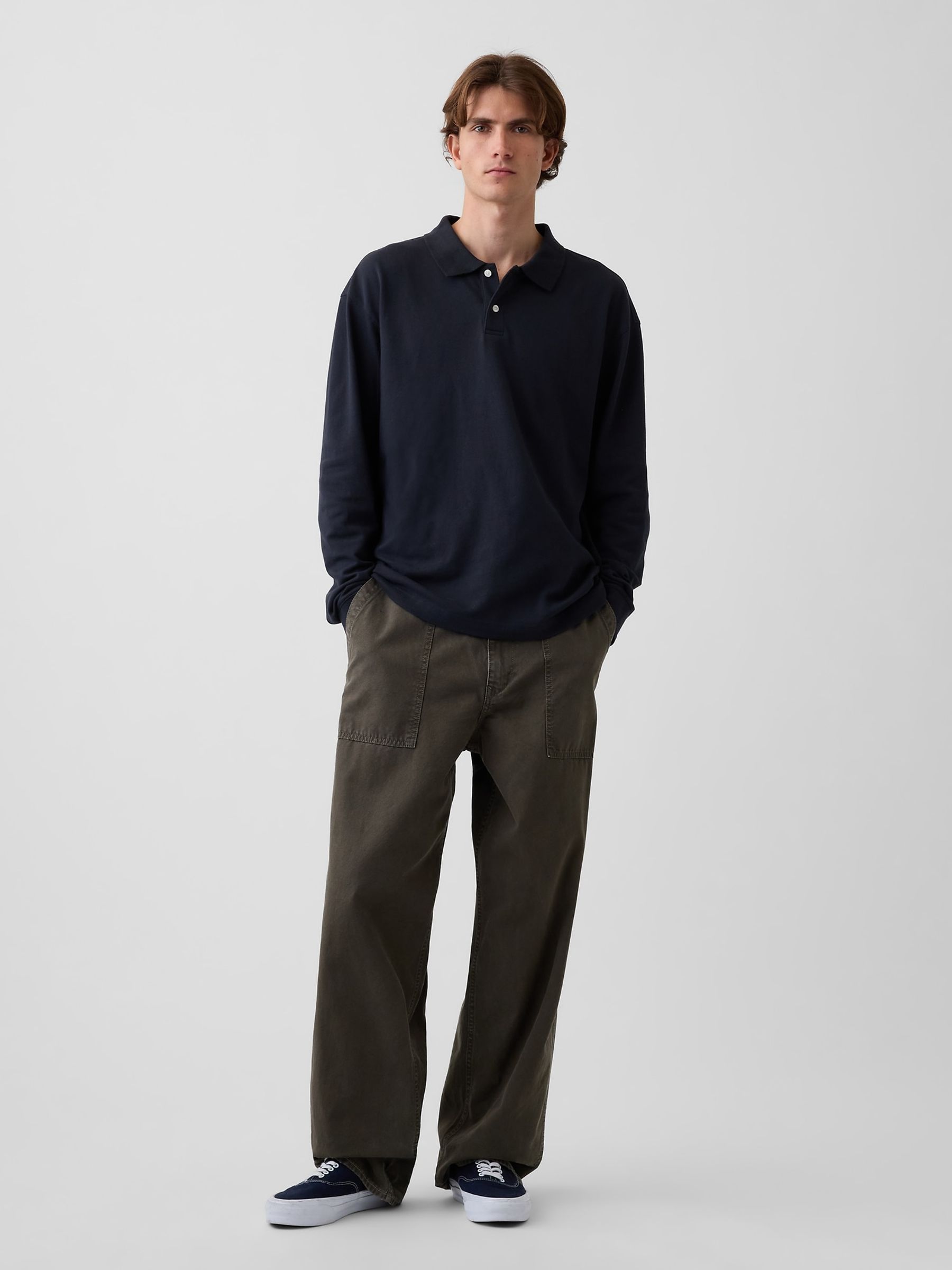 Black Oversized Pique Polo Shirt - Image 3 of 4