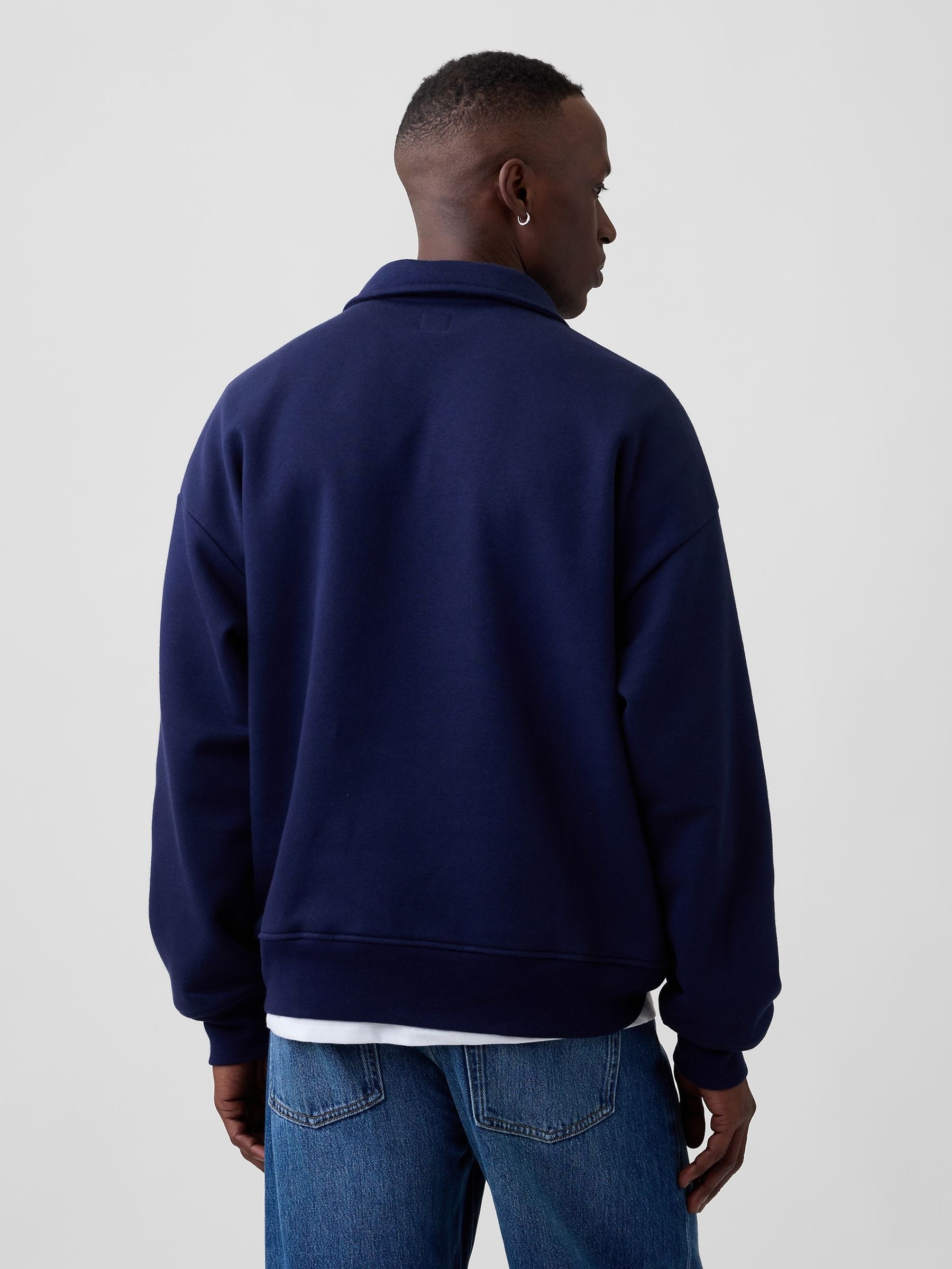 Navy Oversized Logo Quarter-Zip Sweatshirt - Image 2 of 4