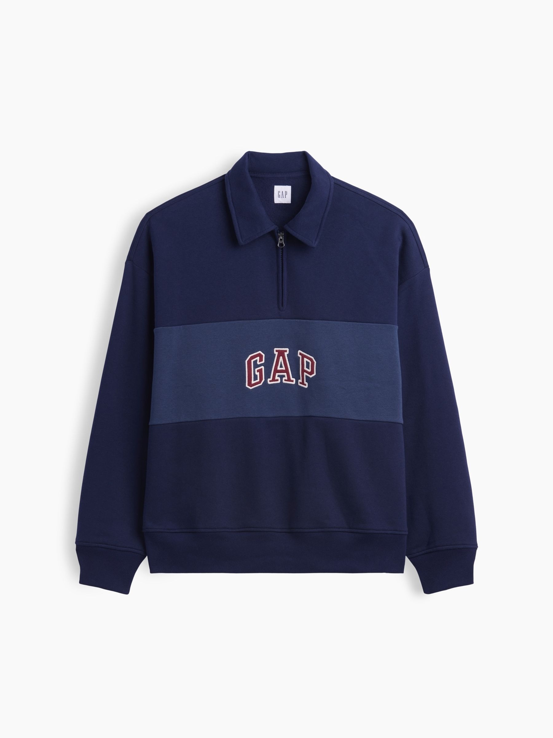 Navy Oversized Logo Quarter-Zip Sweatshirt - Image 4 of 4