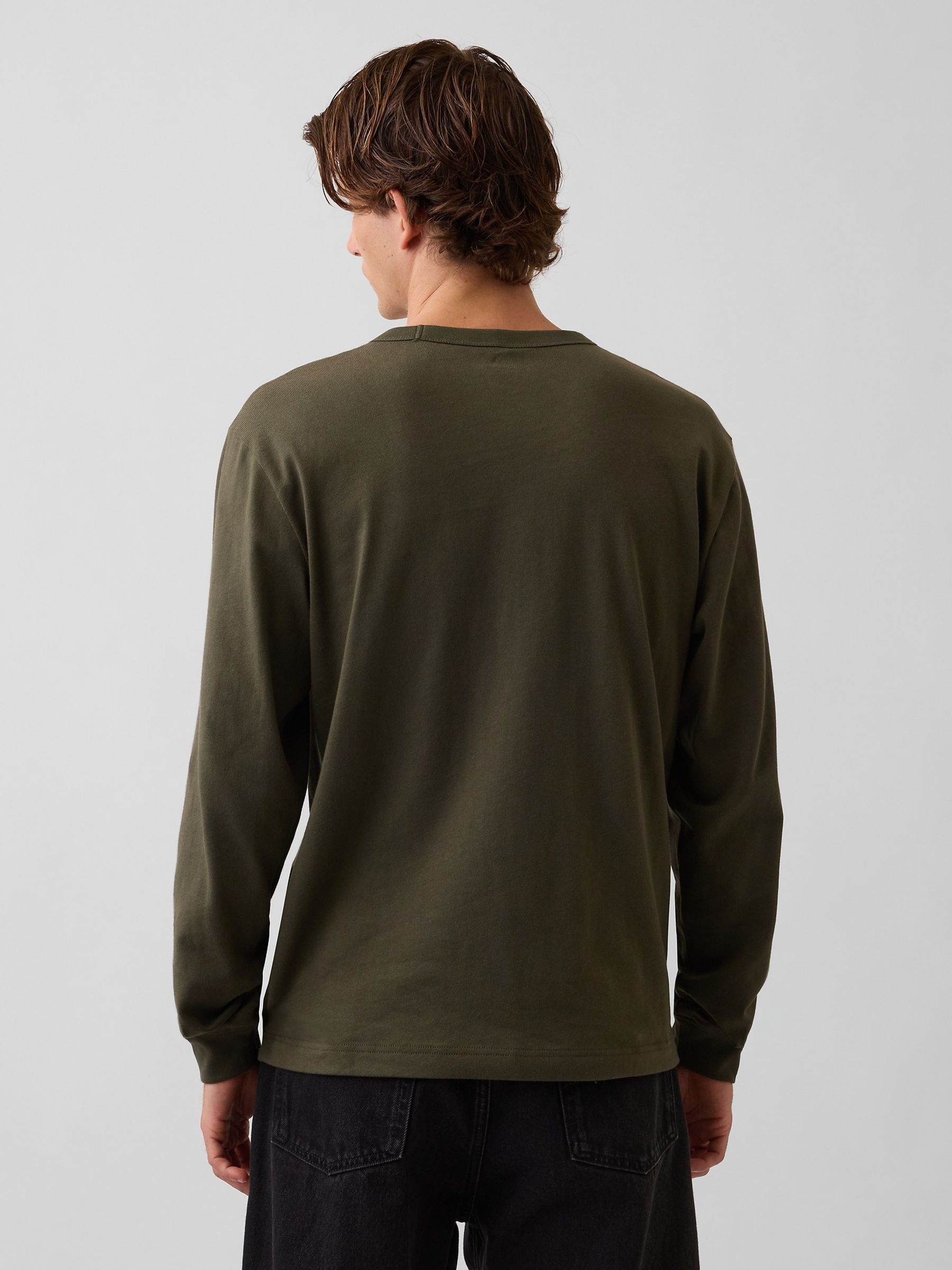 Khaki Green Heavyweight Relaxed Long Sleeve T-Shirt - Image 2 of 4