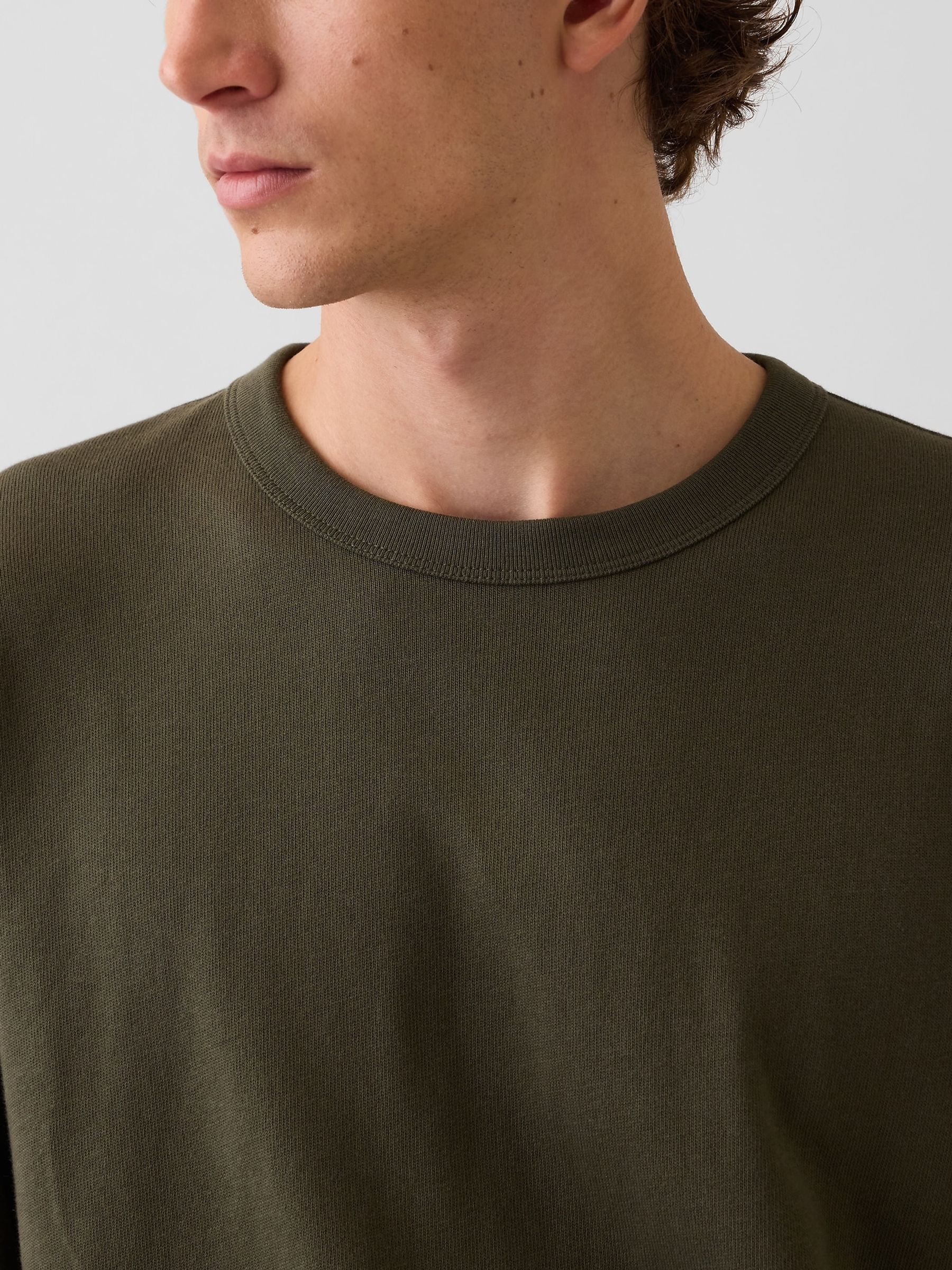 Khaki Green Heavyweight Relaxed Long Sleeve T-Shirt - Image 4 of 4