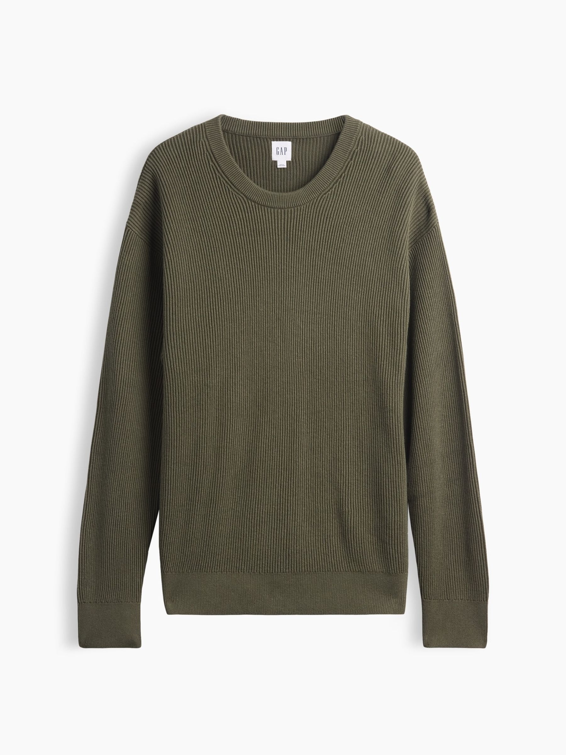 Green Relaxed Fisherman Stitch Crew Neck Jumper - Image 4 of 5