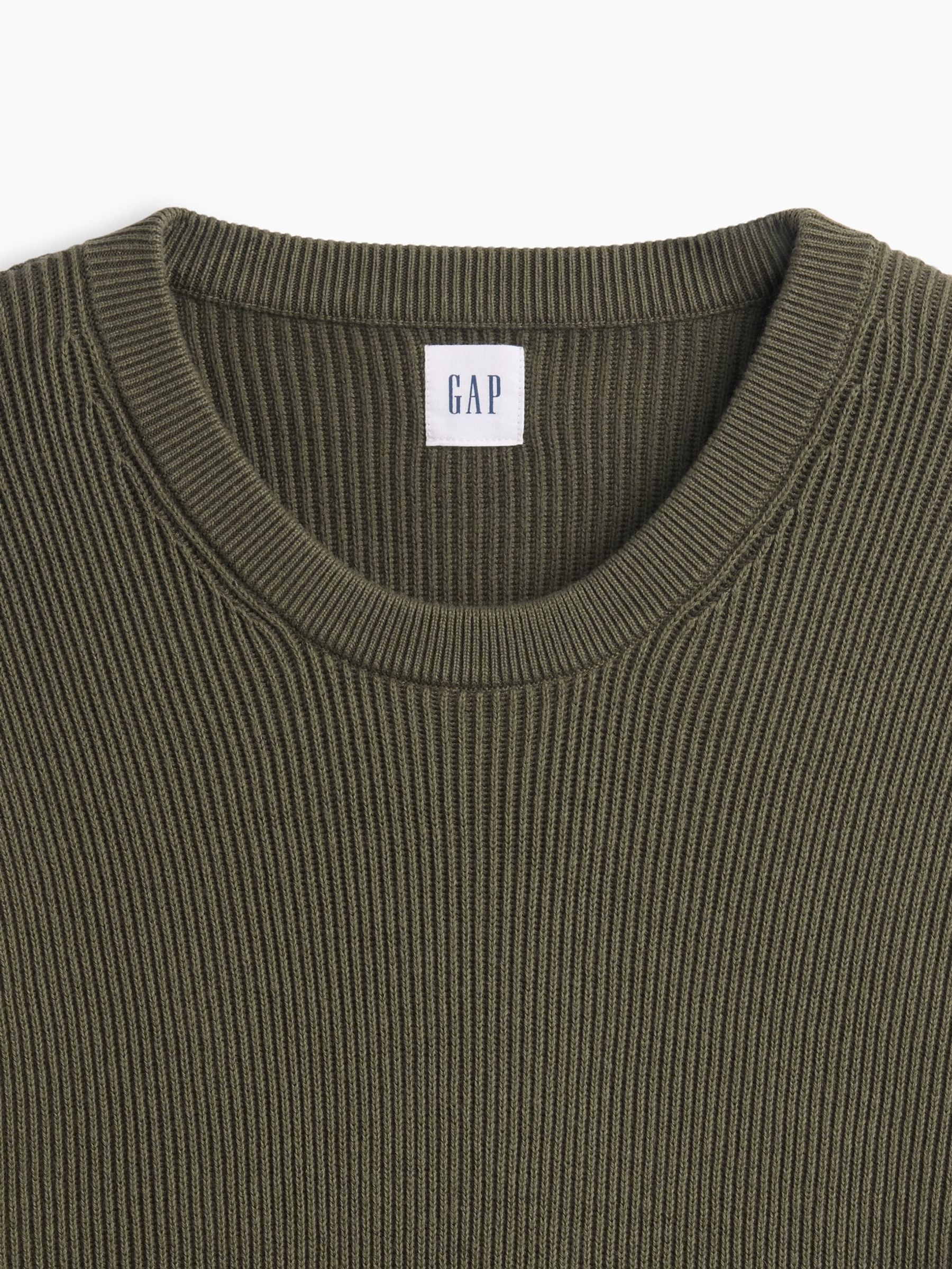 Green Relaxed Fisherman Stitch Crew Neck Jumper - Image 5 of 5