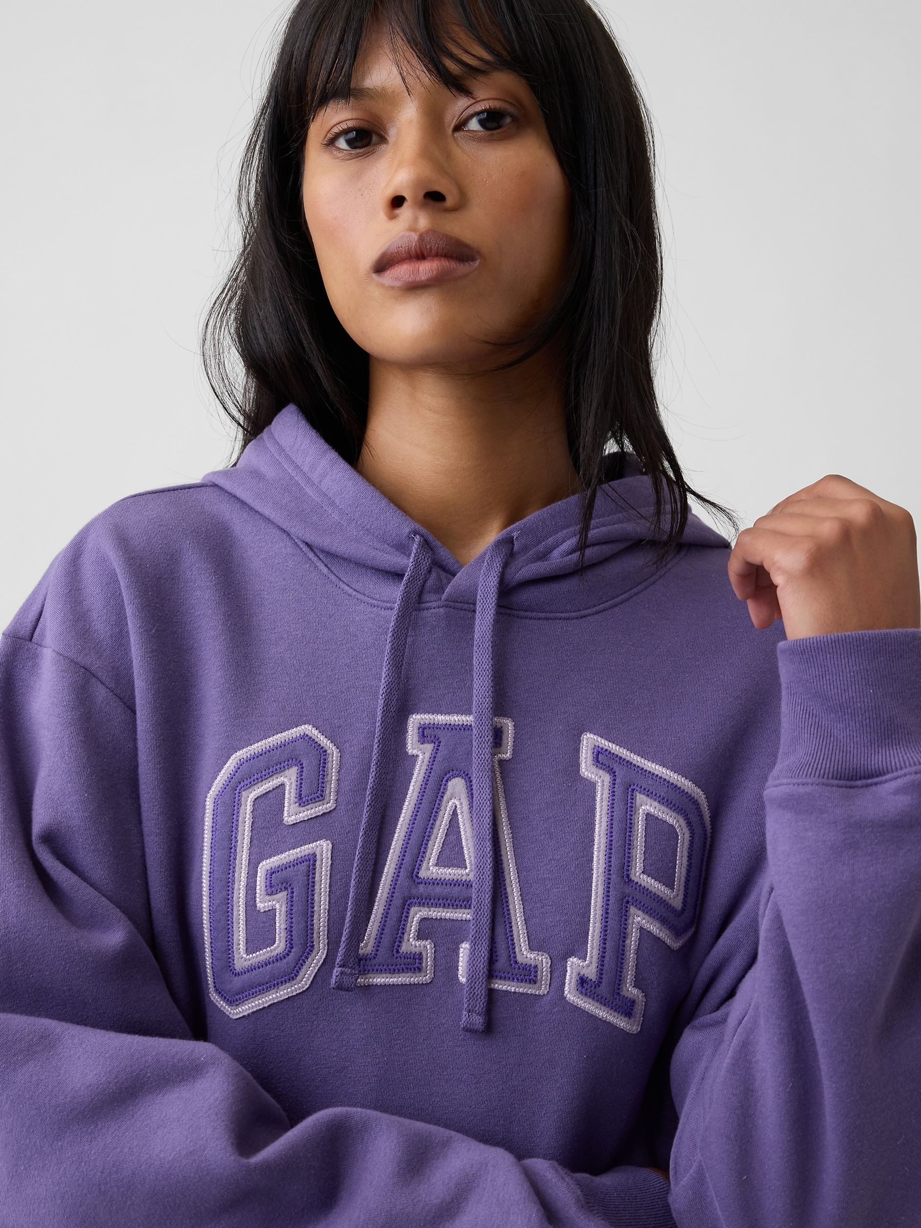 Dark Purple Relaxed Logo Hoodie - Image 4 of 5