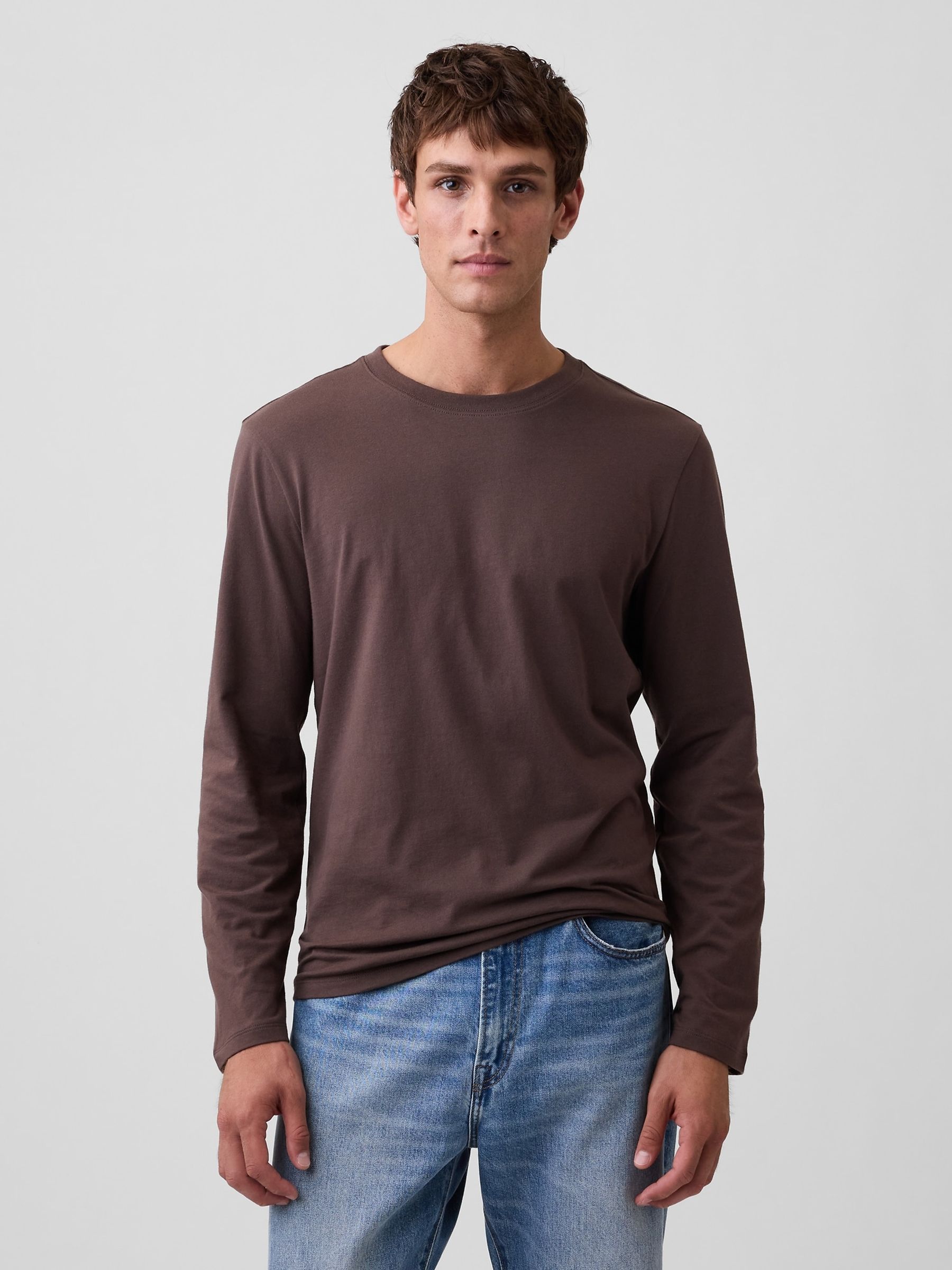 Brown Everyday Soft Relaxed Stripe Long Sleeve T-Shirt - Image 1 of 5