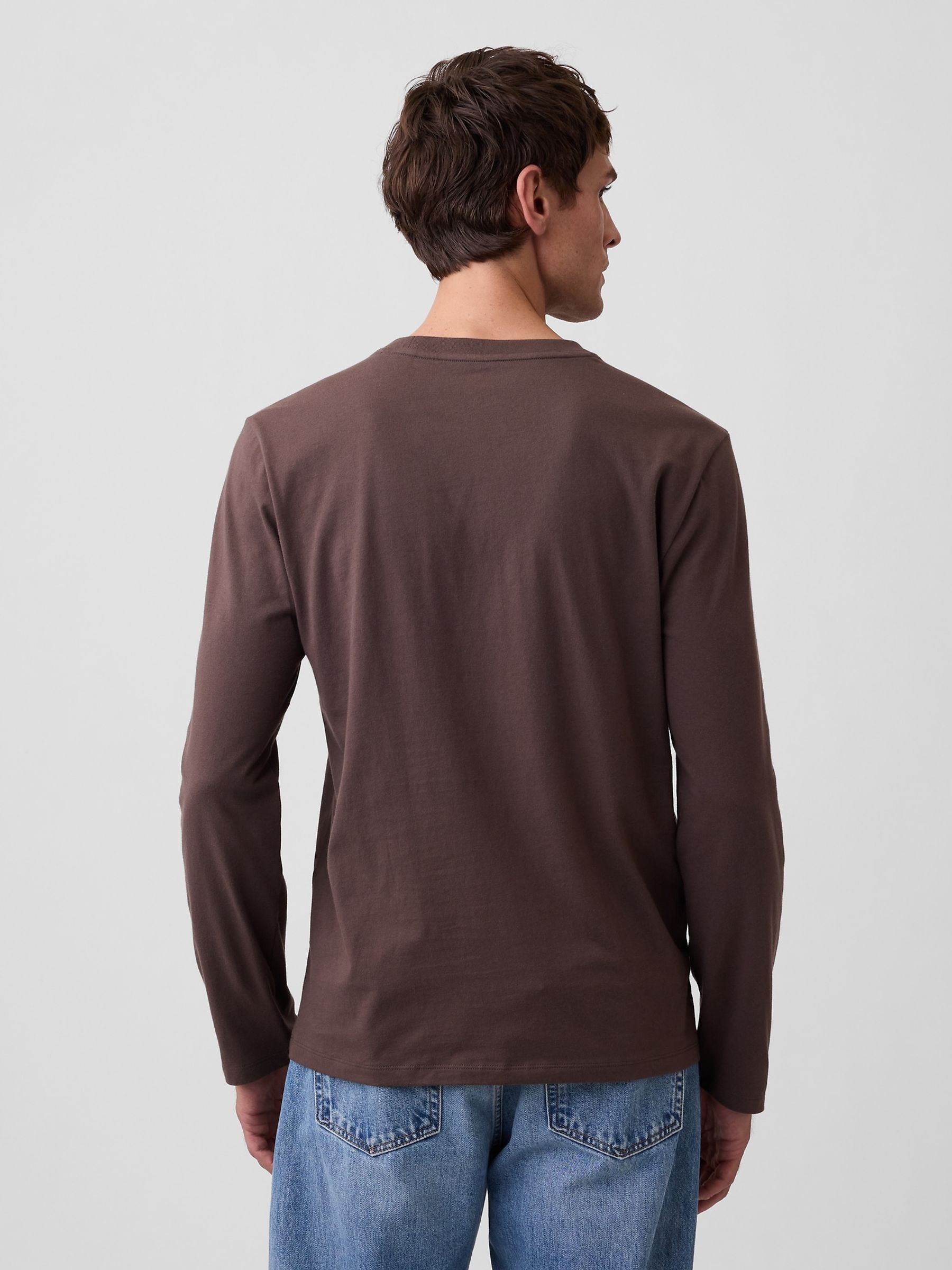Brown Everyday Soft Relaxed Stripe Long Sleeve T-Shirt - Image 2 of 5 Brown Everyday Soft Relaxed Stripe Long Sleeve T-Shirt - Image 2 of 5