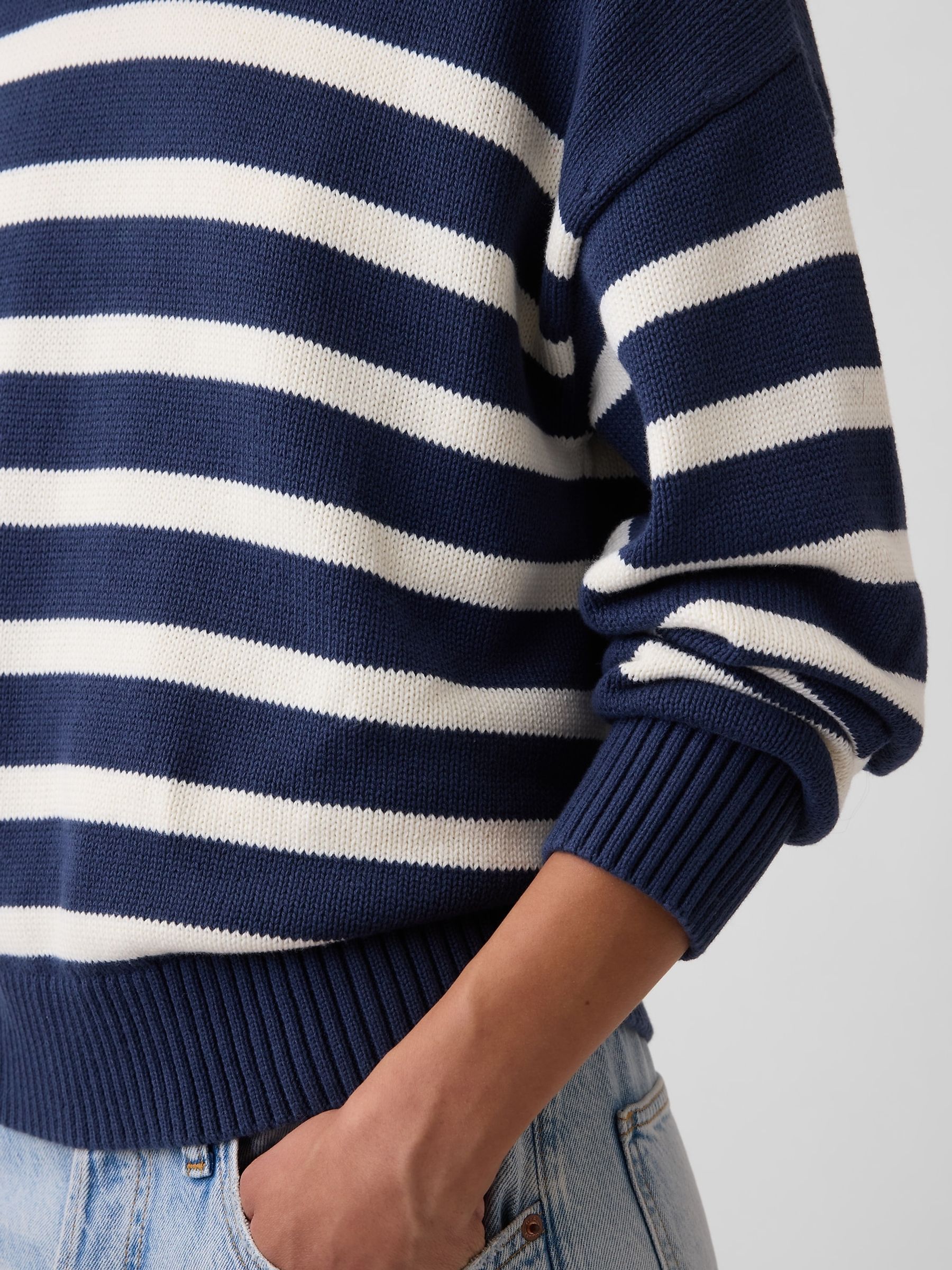 Blue Stripe Relaxed Crew Neck Jumper - Image 4 of 4