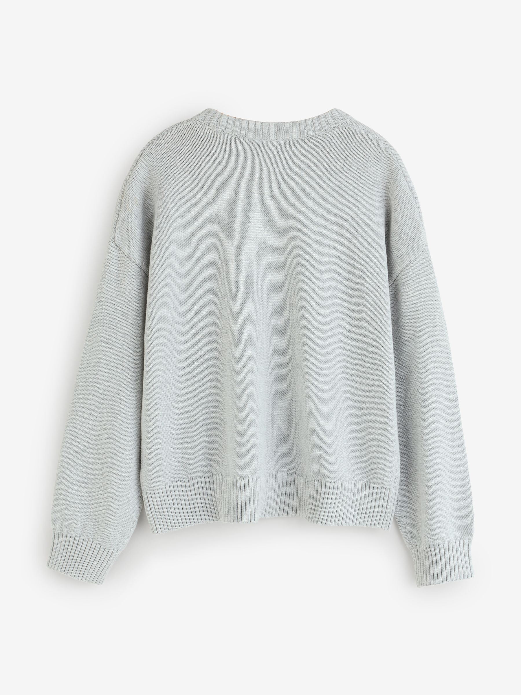 Grey Relaxed Crew Neck Jumper - Image 2 of 4 Grey Relaxed Crew Neck Jumper - Image 2 of 4