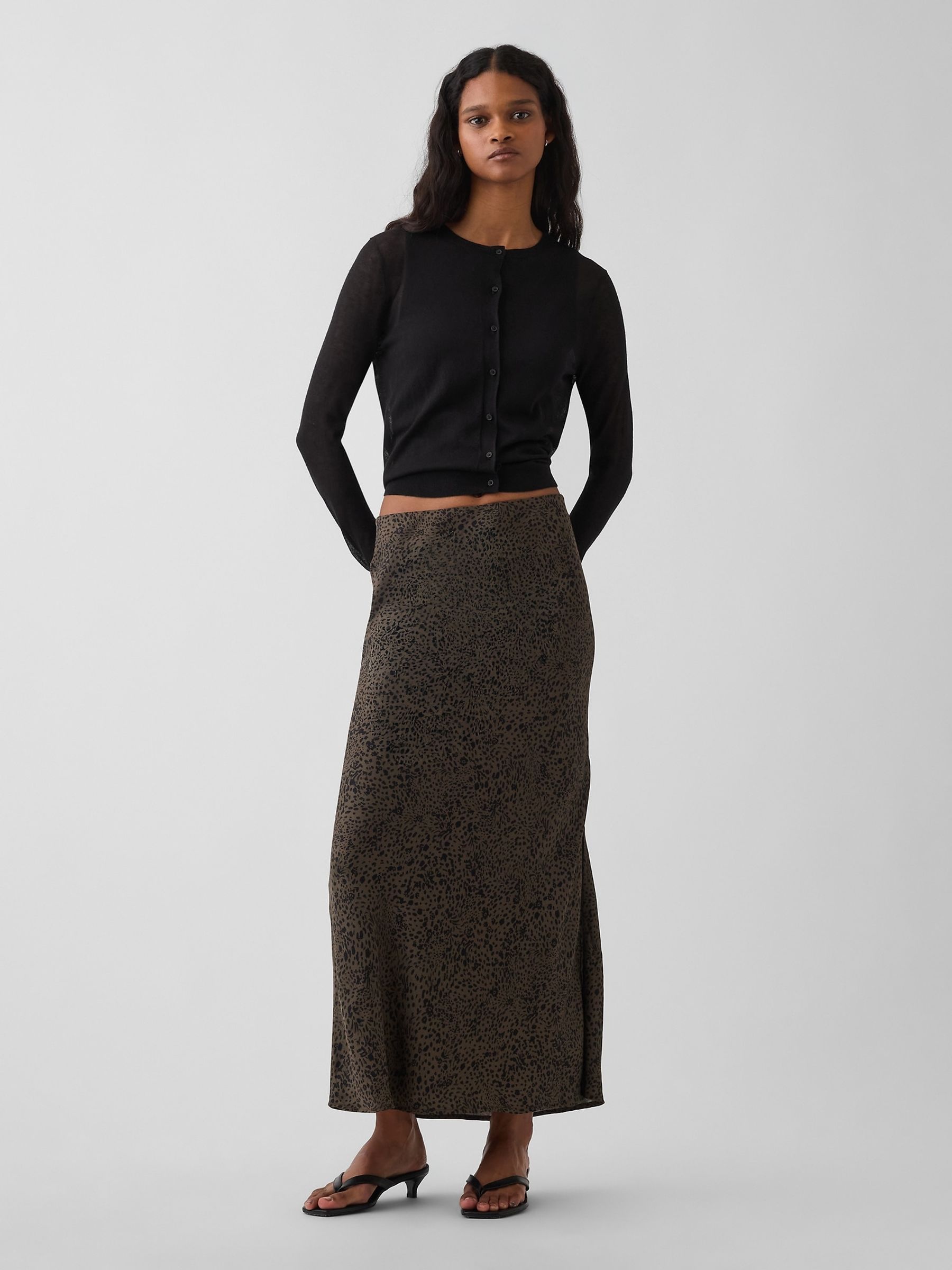 Leopard Maxi Slip Skirt - Image 1 of 4