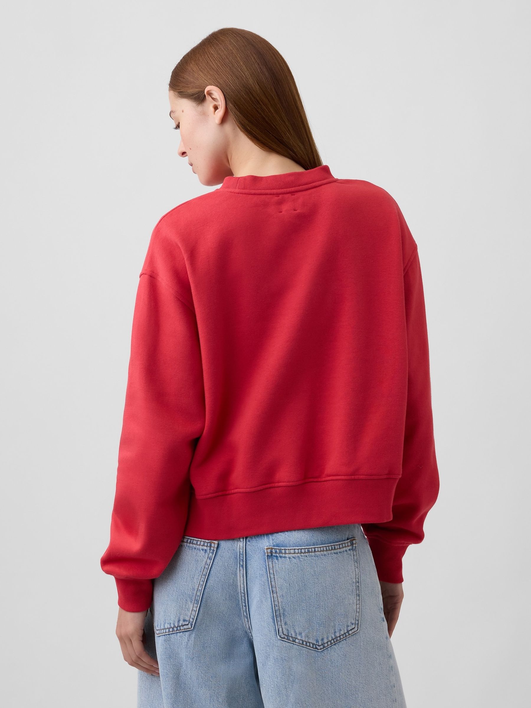Red Vintage Soft Oversized Split-Hem Sweatshirt - Image 2 of 4 Red Vintage Soft Oversized Split-Hem Sweatshirt - Image 2 of 4